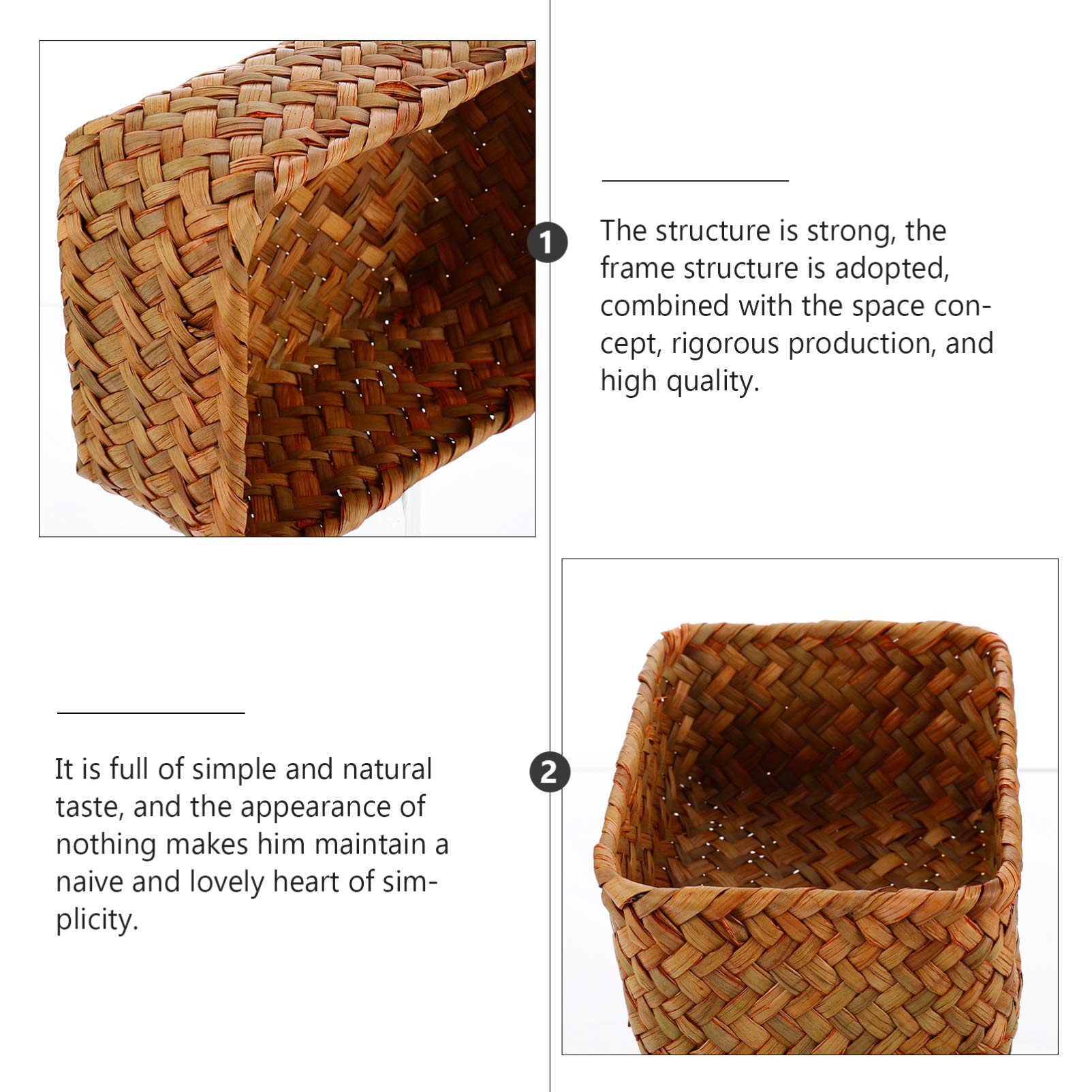DOITOOL Woven Storage Basket - Clothes, Cutlery & Vanity Organizer - Natural Wicker Desk Tray for Home Decor & Shelf Storage - Perfect for Bedroom, Bathroom & Office Organization