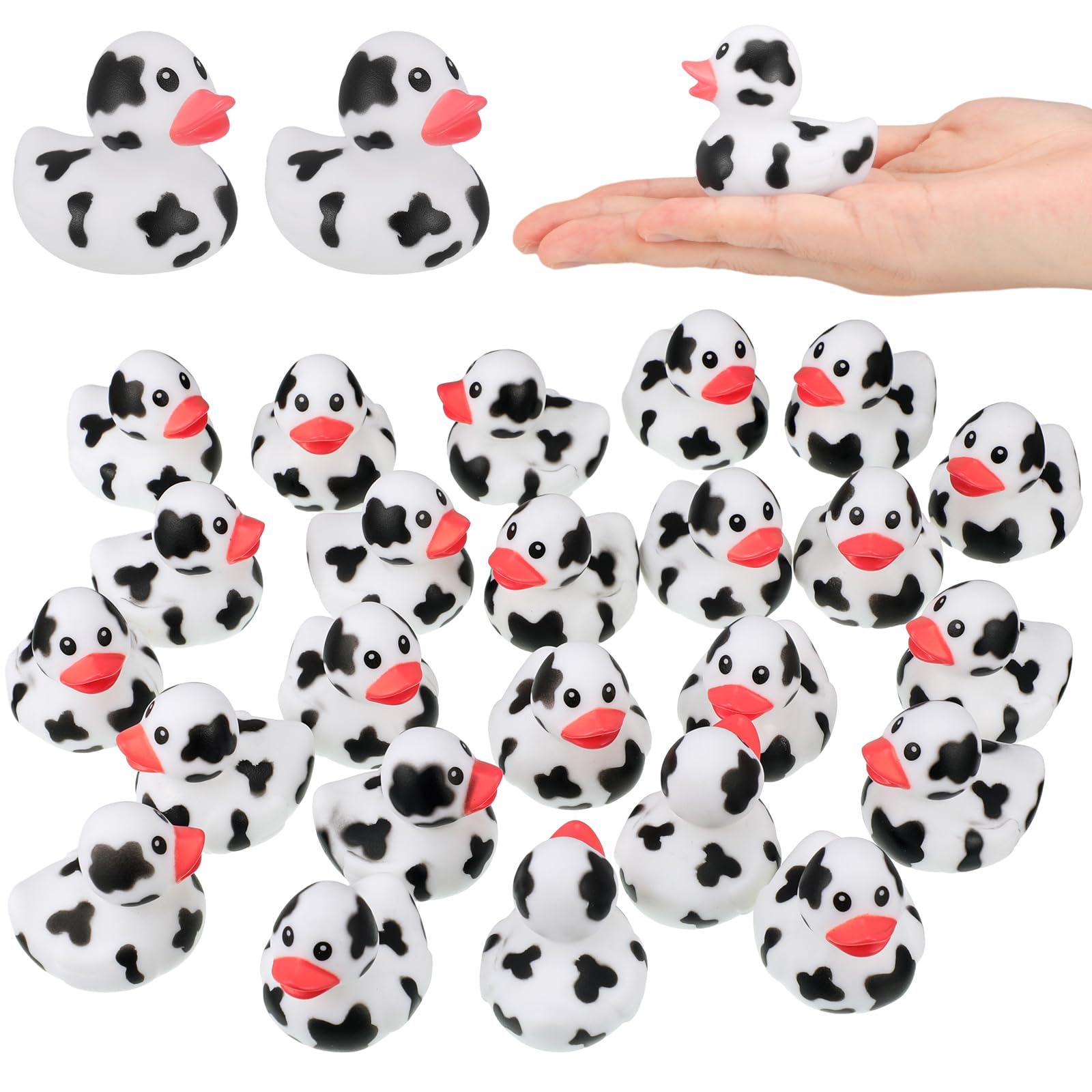 12 Pack Mini Cow Rubber Duck Bath Toys - Cowboy Theme Baby Shower Favors, Bath Time & Pool Party Decorations for Kids Birthday Parties and Swimming Fun