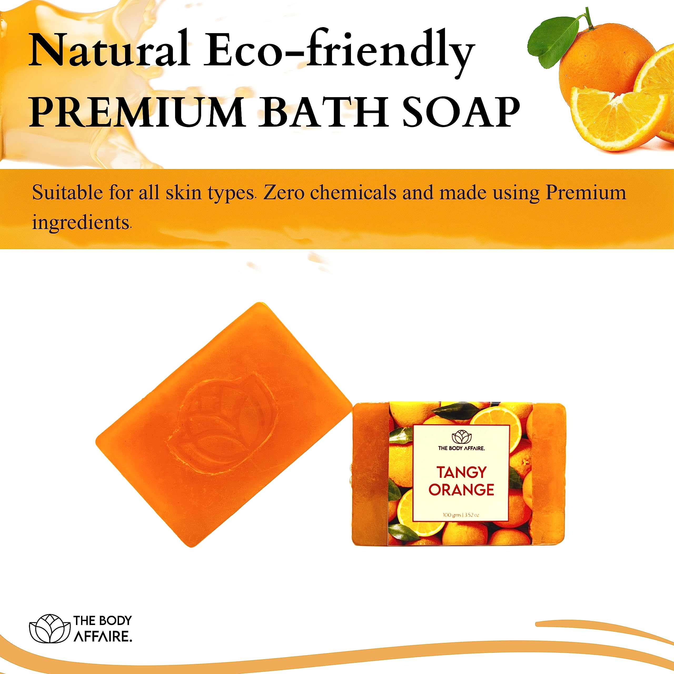 FORGANIK Handmade Soap by The Body Affaire - 100g Natural Orange Scented Soap for Sensitive Skin | Moisturizing & Exfoliating | Perfect for Daily Use, Gifts & Spa Days