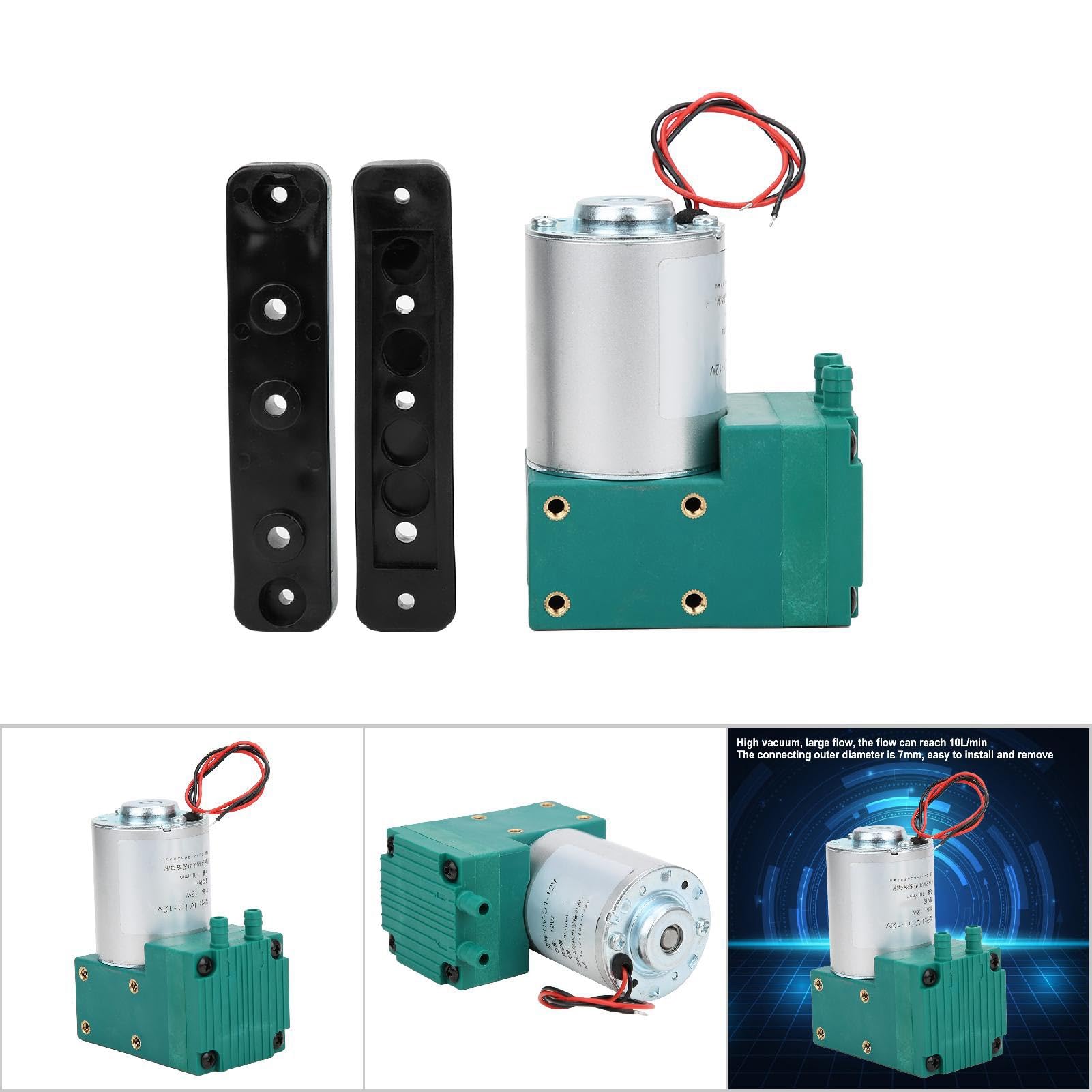 Mini Vacuum Pump 12V DC - Large 10L/min Flow, Low Noise 65-150kPa, 12W Power - Perfect for Vacuum Adsorption Equipment & DIY Projects (Great for 3D Printing, CNC Machines, and Laboratory Applications)