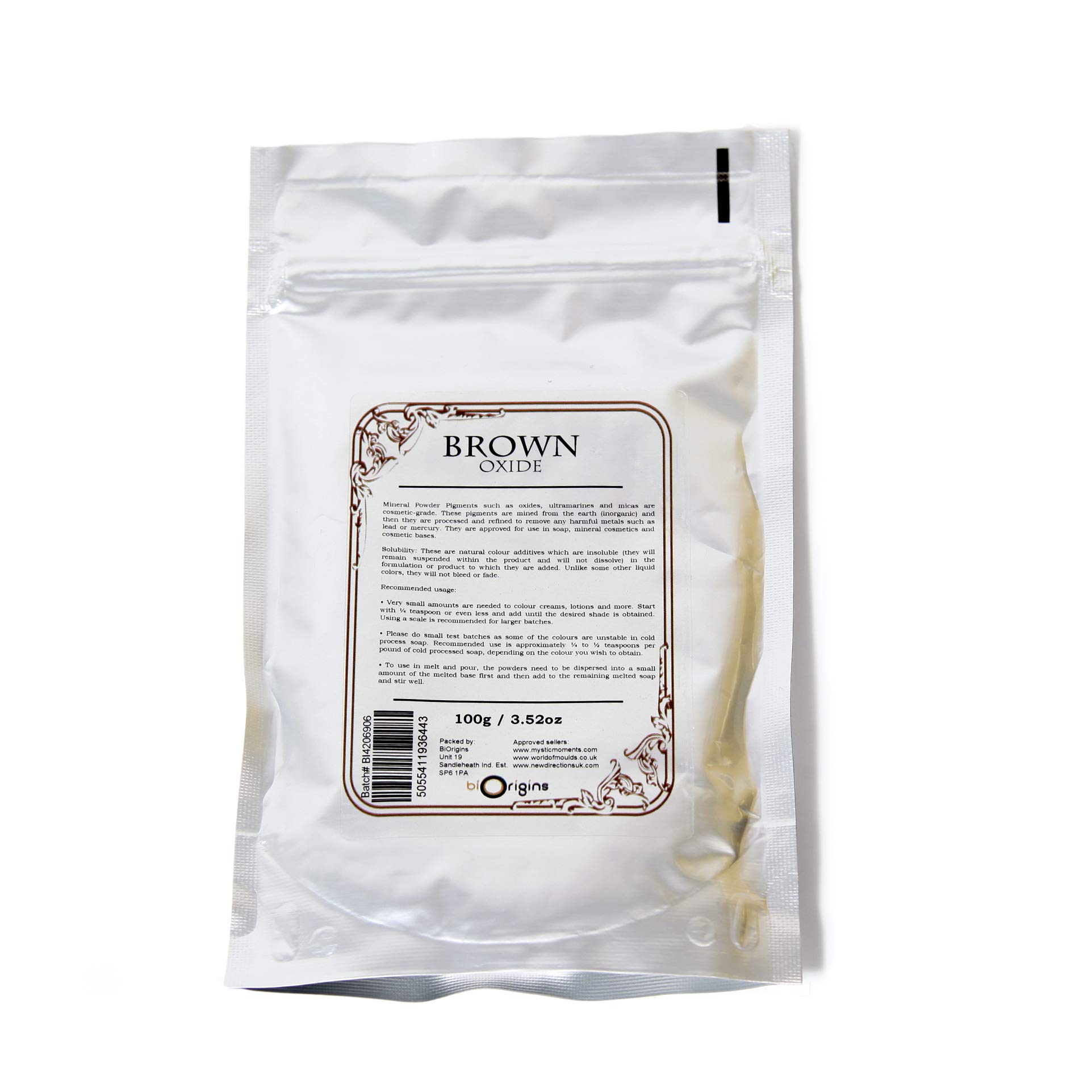 Premium Brown Oxide Mineral Powder - 100g Natural Cosmetic & Soap Making Pigment for DIY Crafts, Bath Bombs, and Art Projects