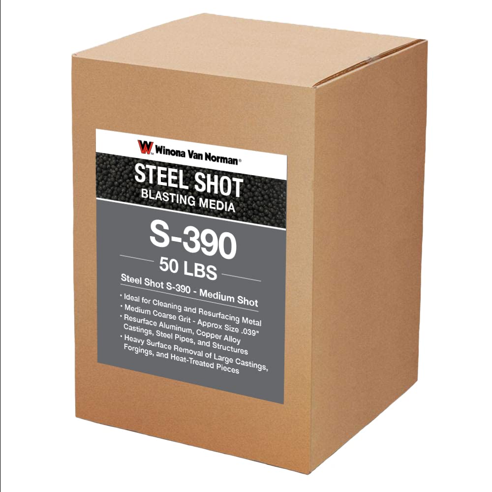 Premium S-390 Steel Shot - 50lb Medium Grit Blasting Media for Metal Surface Preparation & Cleaning | Ideal for Sandblasting, Rust Removal & Industrial Cleaning