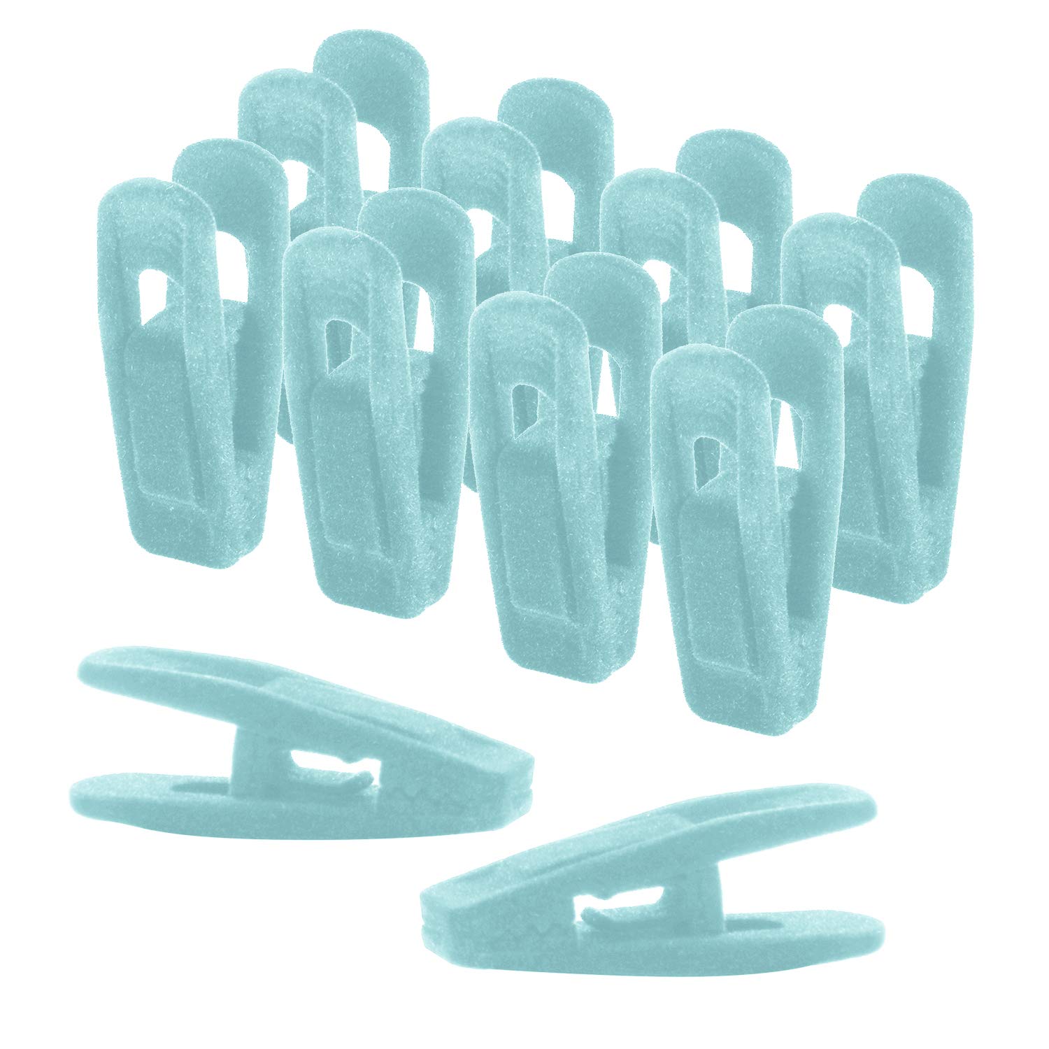 20 Pack Velvet Hanger Clips for Velvet Hangers, Durable Pant Hanger Clips for Baby Clothes, Aqua Blue - Perfect for Organizing Baby Wardrobes and Delicate Garments