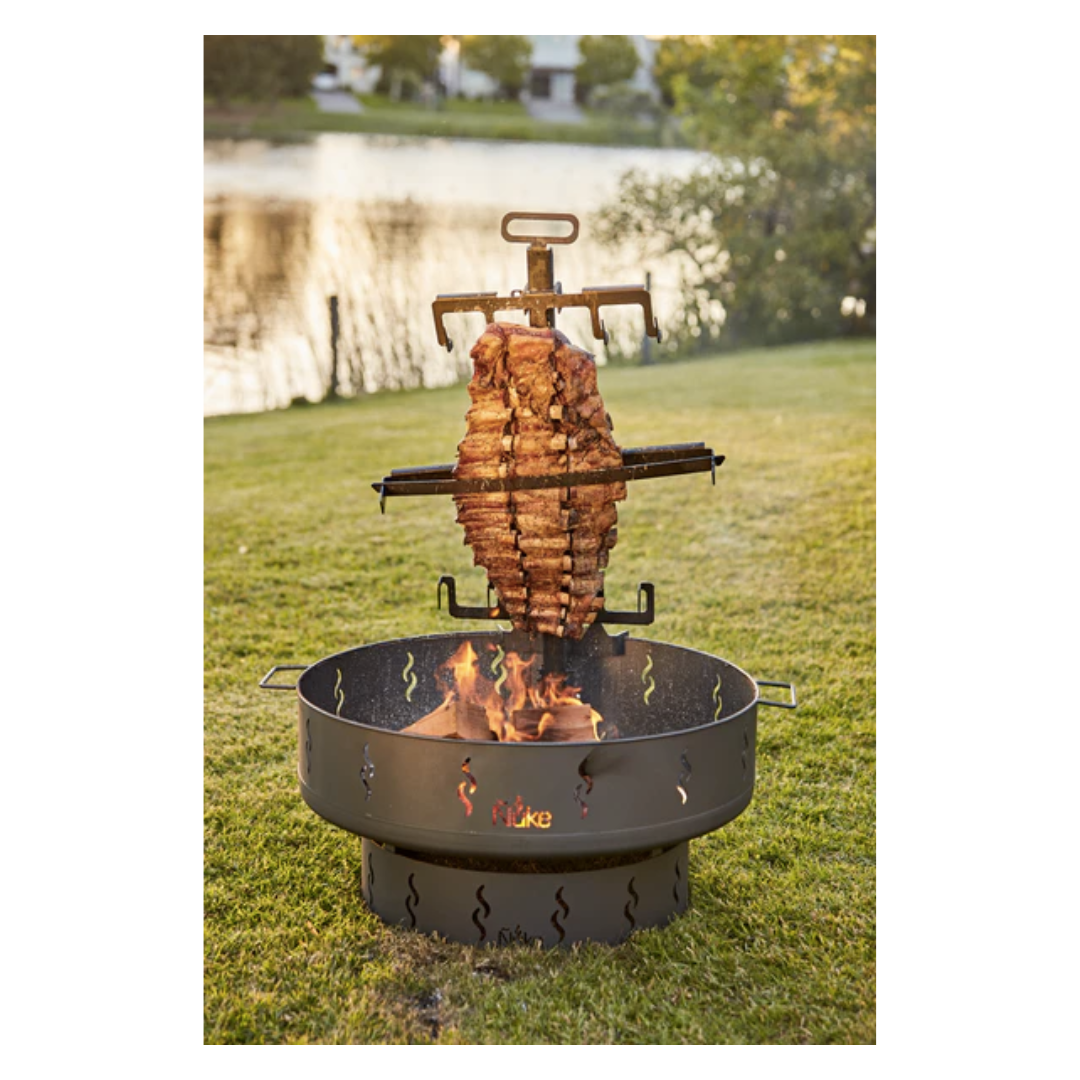 Patagonia Argentine Wood Fire Pit & Grill - Outdoor Camping, Backyard BBQ, and Bonfire Cooking Accessories
