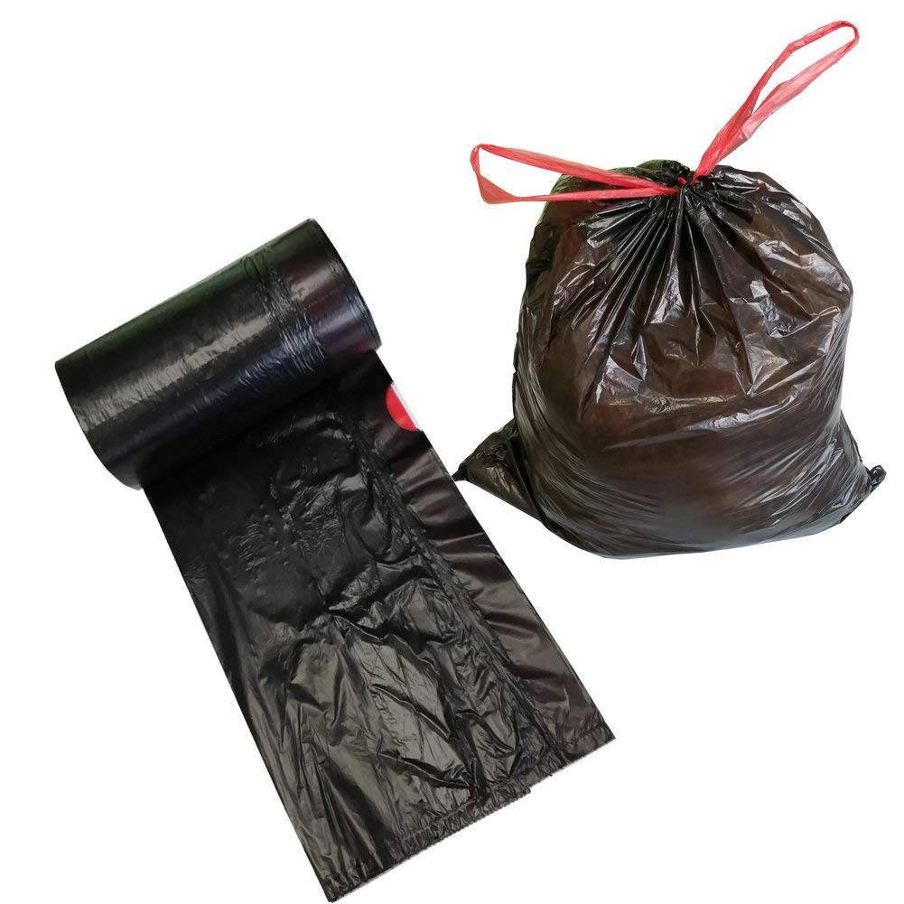 Fangkun 4 Gallon (15 Liter) Small Trash Bags with Drawstring - 90 Count Black Bathroom Garbage Bags for Home & Office Wastebasket Liners | Perfect for Kitchen, Bathroom, Bedroom & Office Bins