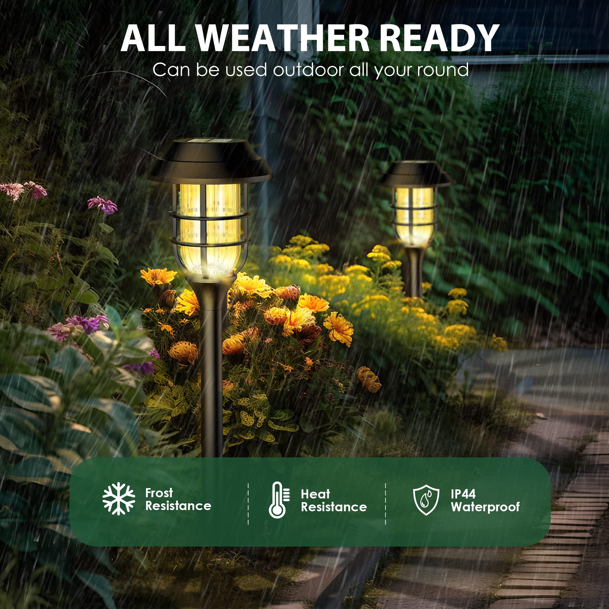 SOLPEX 8 Pack Solar Lights Outdoor Waterproof - Solar Powered Garden Lights, Pathway Lights, Landscape Lighting for Yard, Garden, Patio, Walkway, Driveway (Warm White) | Energy Efficient & Weather Resistant for Nighttime Safety & Ambience