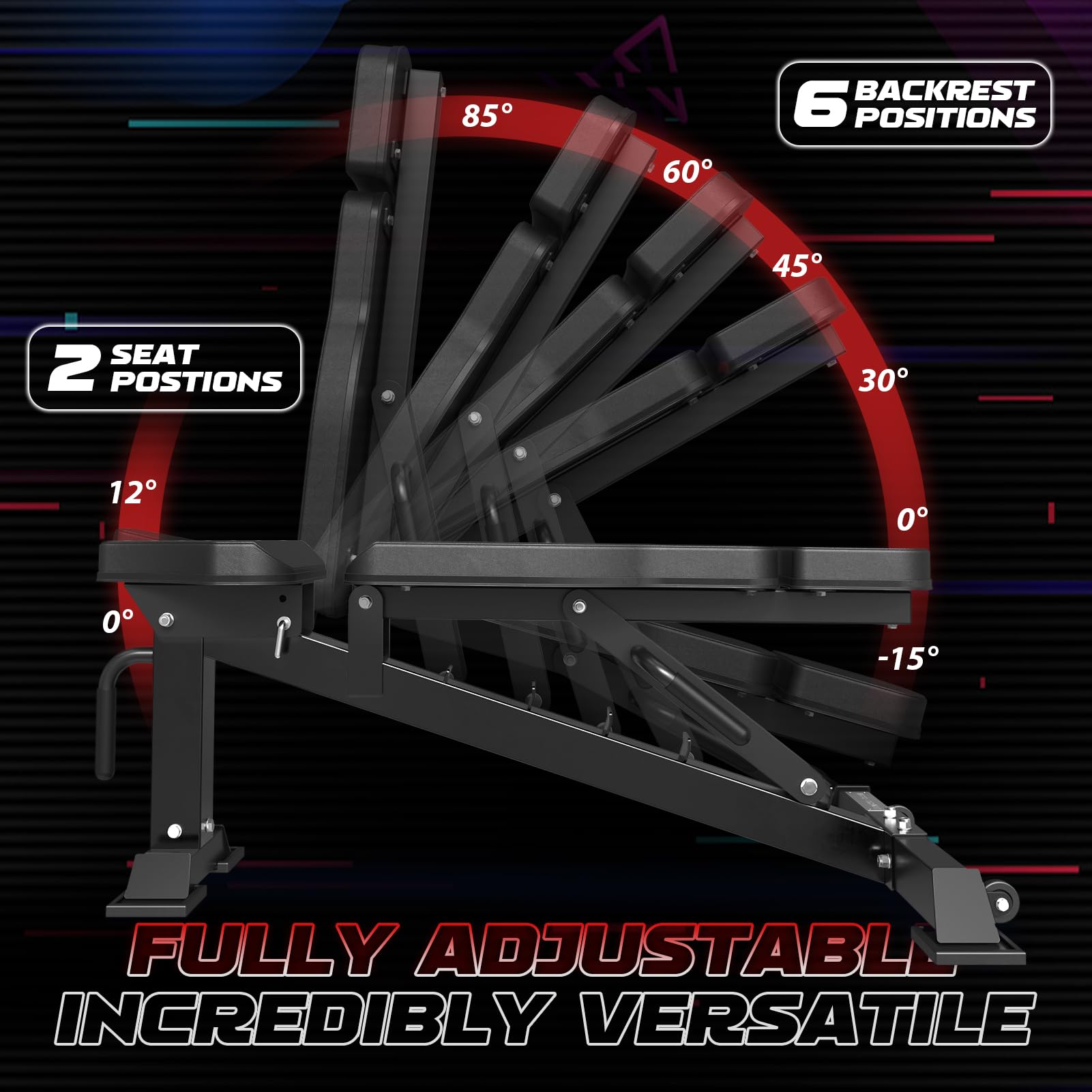 Mikolo Adjustable Weight Bench for Strength Training - 7 Back Positions for Full Body Workout | Home Gym Equipment for Men & Women | Perfect for Weight Lifting, Dumbbell Exercises & Home Fitness Routines