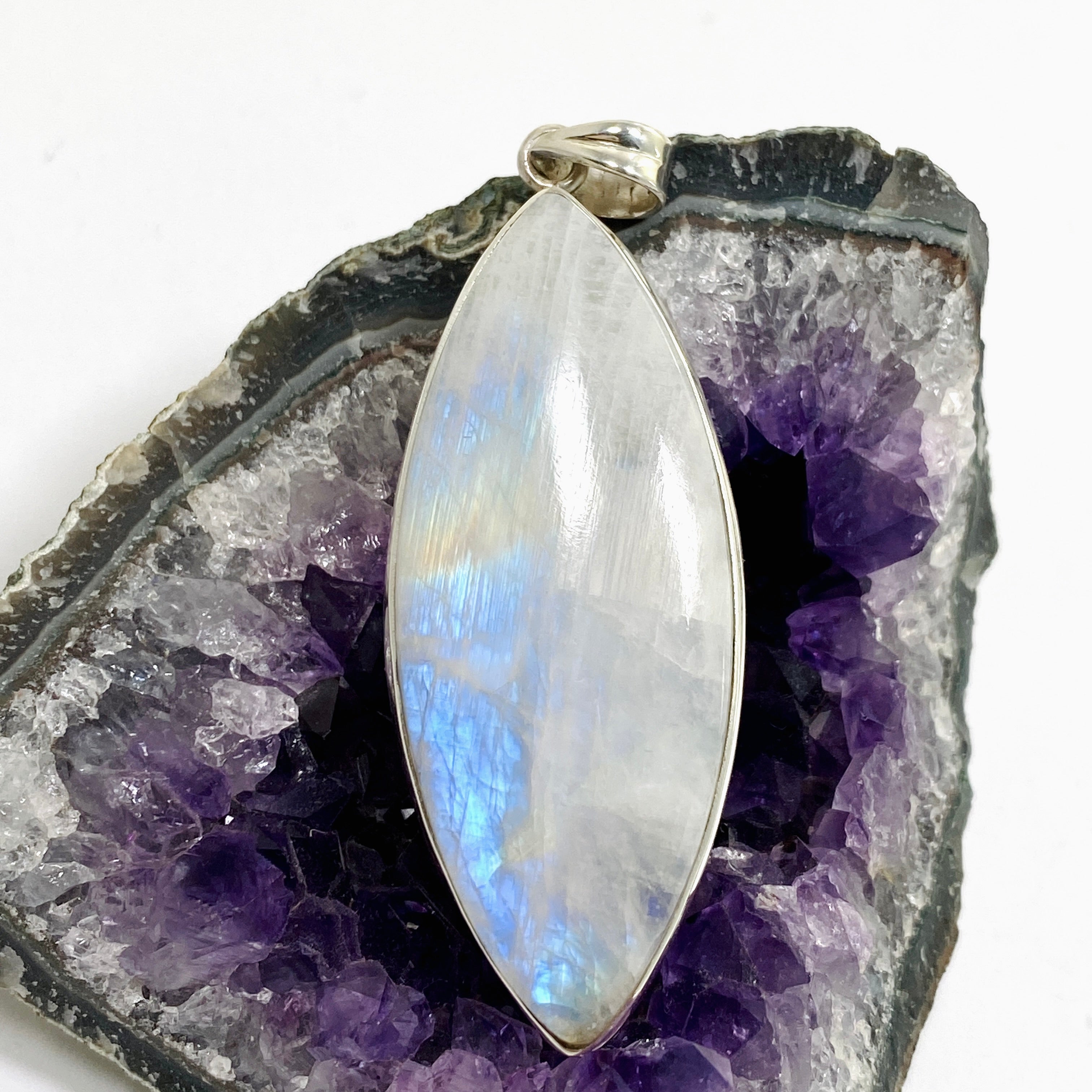 Moonstone Marquise Cabochon Pendant Necklace - 925 Sterling Silver Jewelry for Women - Perfect for Weddings, Parties & Everyday Wear