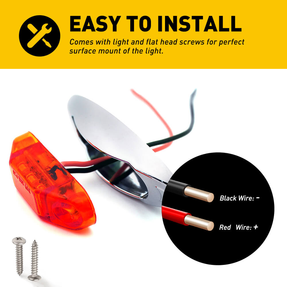 10Pcs 3 LED 3.9 Inch Oval Side Marker Lights with Chrome Bezel - Waterproof 12V Clearance Lights for Trucks & Trailers - Perfect for Night Driving, Off-Roading & Vehicle Safety