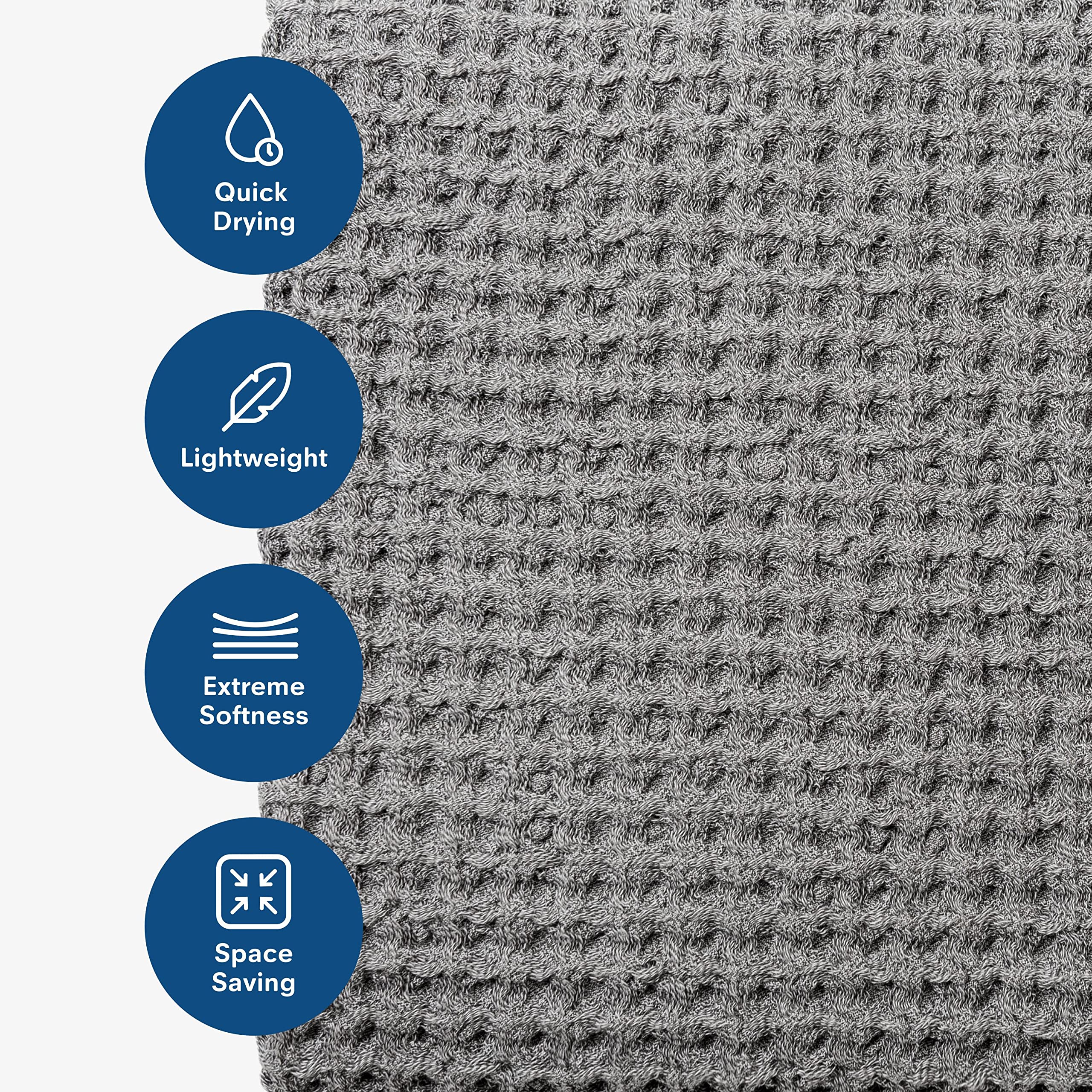 ONSEN Complete Bath Towel Set - 100% Supima Cotton Waffle Weave Towels | Ultra Soft, Quick-Drying & Durable Bath Towels | Perfect for Spa, Luxury Bathroom & Hotel Use (White)