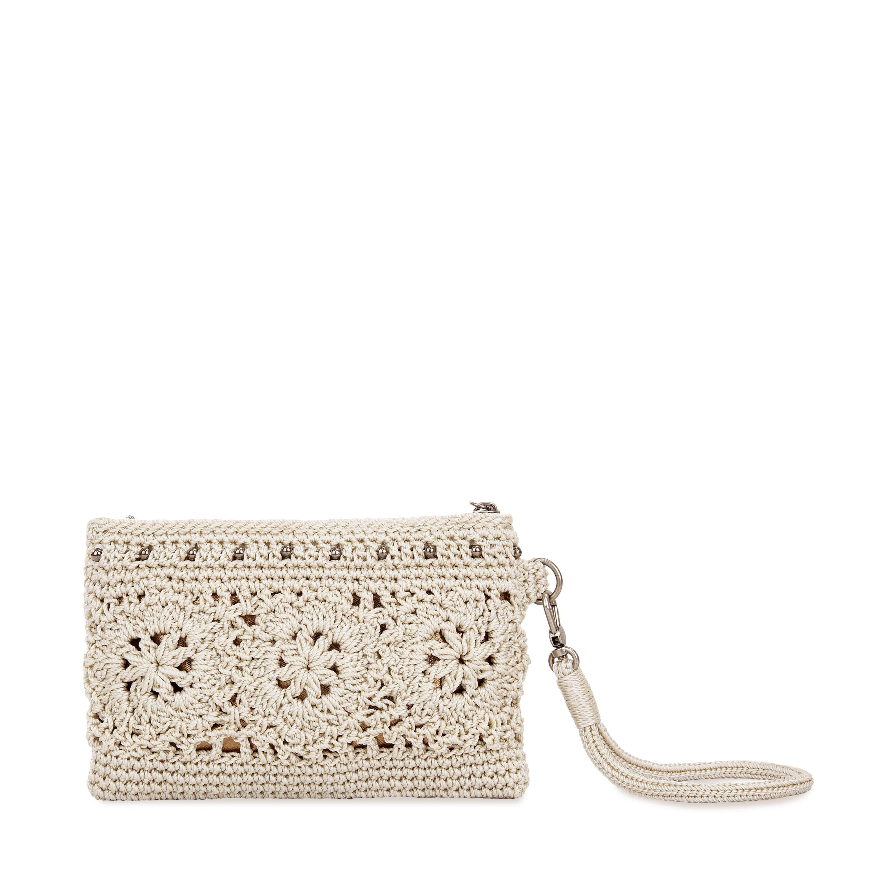 Handmade Crochet Vita Wristlet - Natural Medallion Design for Women | Perfect for Parties, Weddings & Everyday Use