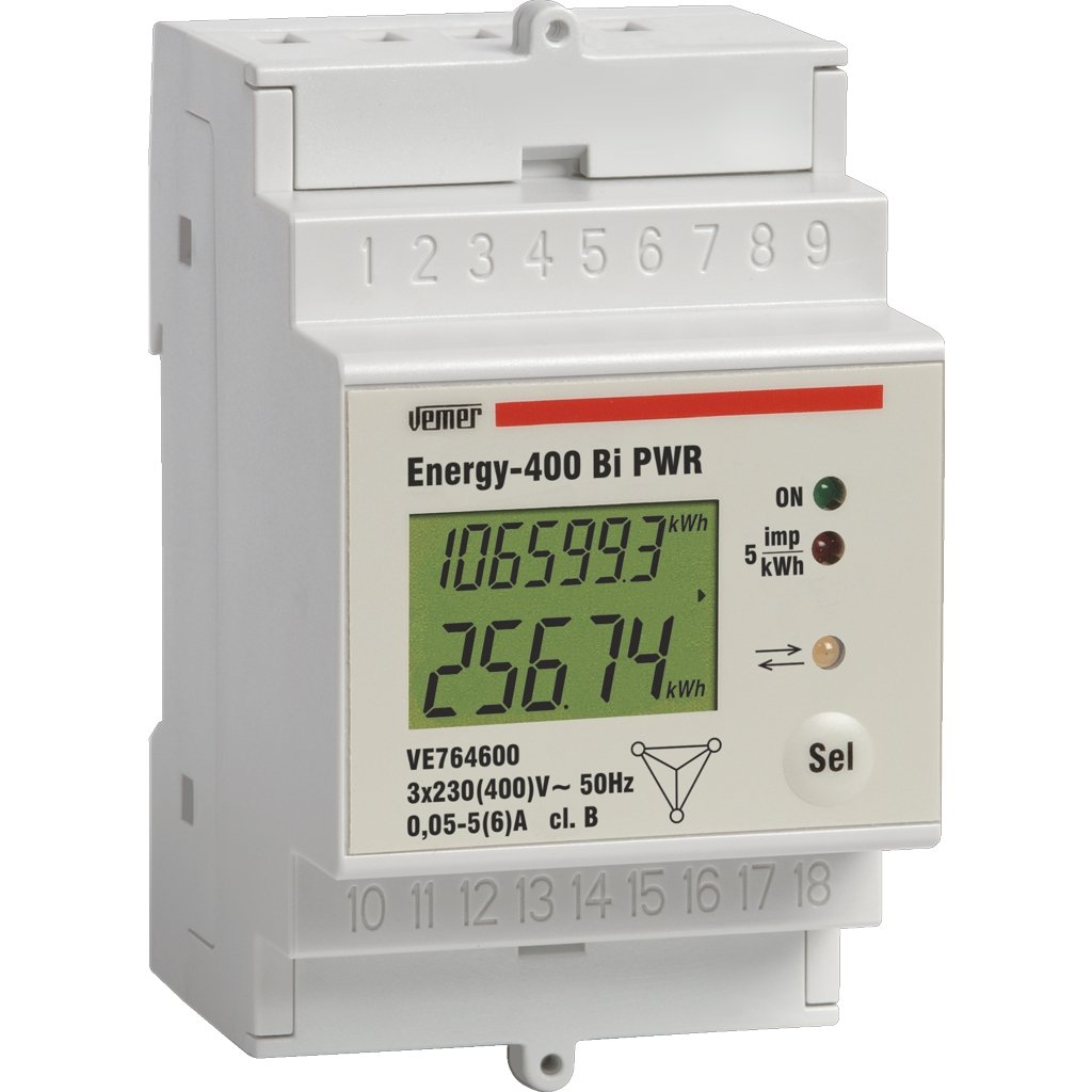 VE764600 ENERGY-400 BI PWR Three-Phase Bidirectional Energy Meter - Measures Withdrawn & Injected Active Power | Ideal for Industrial Power Monitoring & Renewable Energy Systems