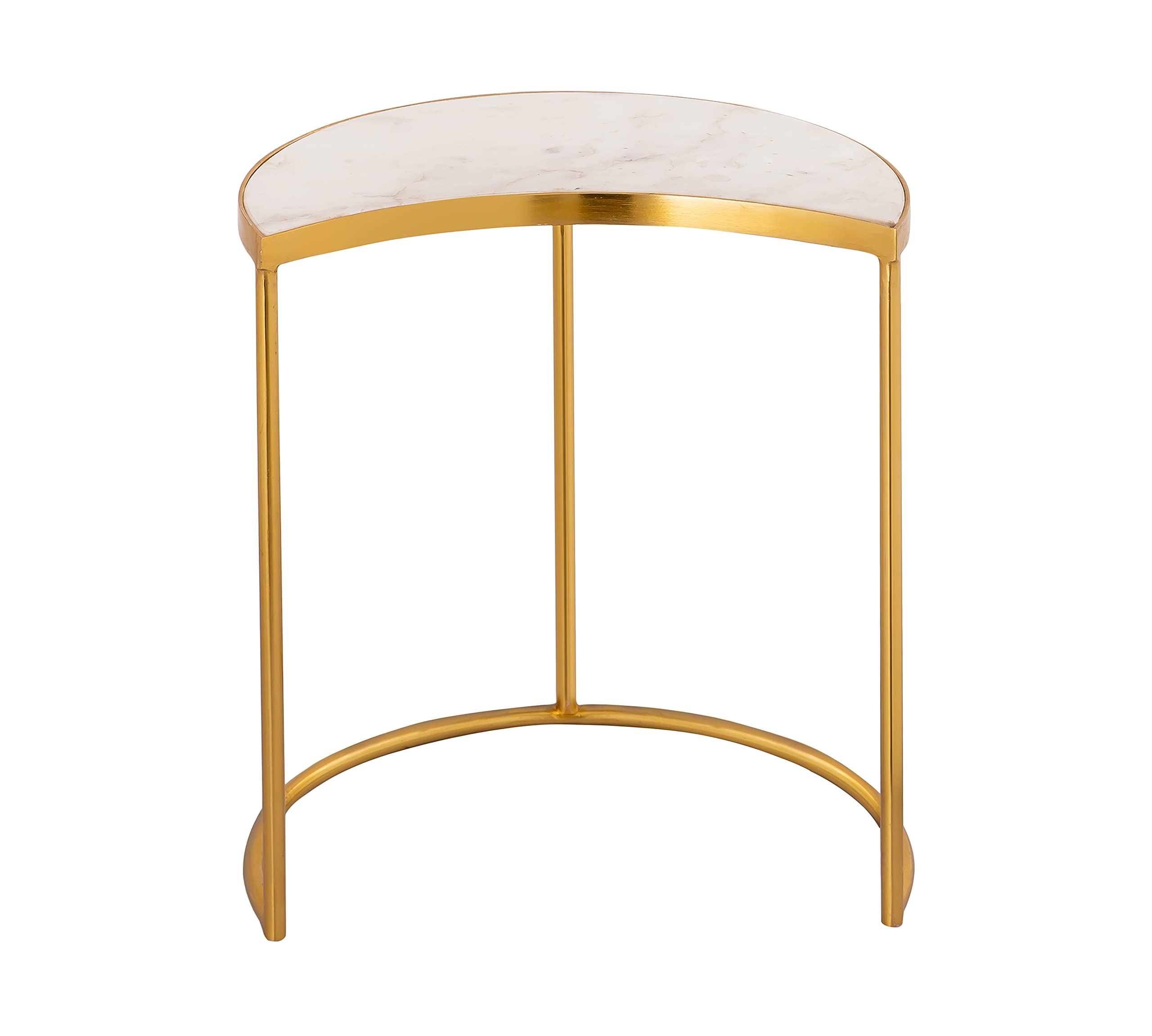 Tov Furniture 3-Piece Nesting Coffee Tables with Crescent Marble Tops & Gold Metal Legs - Modern Living Room Side Tables for Small Spaces, Home Decor & Entertaining