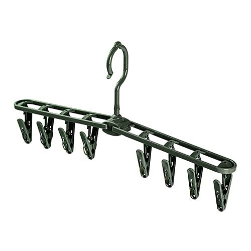Foldable Clothes Drying Rack with Hangers - Multi-Functional Laundry Organizer for Underwear, Socks, Towels & Clothes - Space-Saving Plastic Drying Rack for Small Apartments, Dorms & Travel (Blackish Green)