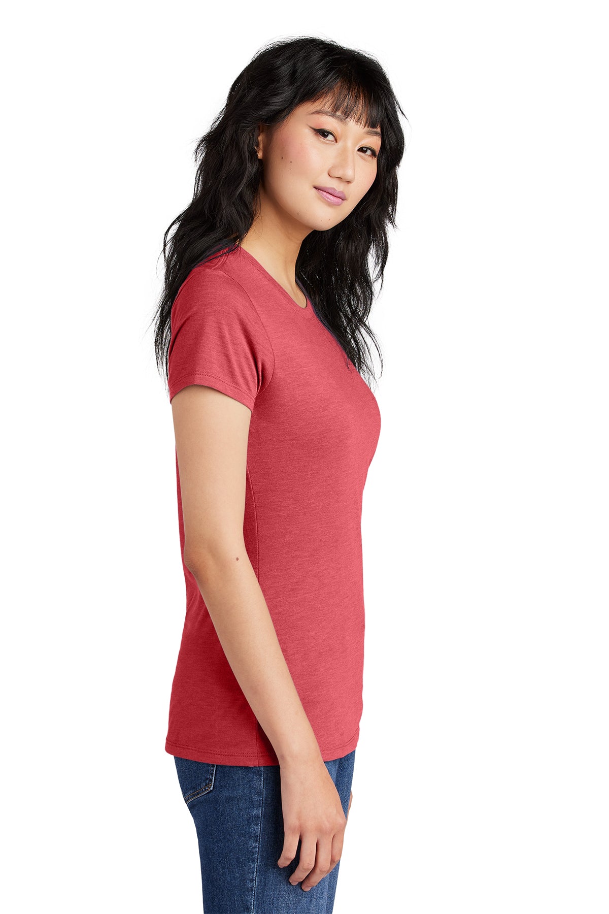 District Made Women's Perfect Tri Crew T-Shirt - Red Frost - Soft & Comfortable Casual Wear for Everyday Outfits & Layering