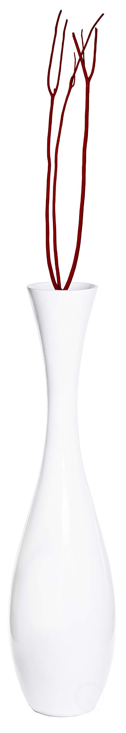 43 Inch Tall White Modern Fiberglass Narrow Trumpet Floor Vase - Contemporary Home Decor for Living Room, Entryway, Bedroom or Office - Elegant Statement Piece for Modern Interior Design - Perfect for Floral Arrangements, Corner Decor and Minimalist Styling