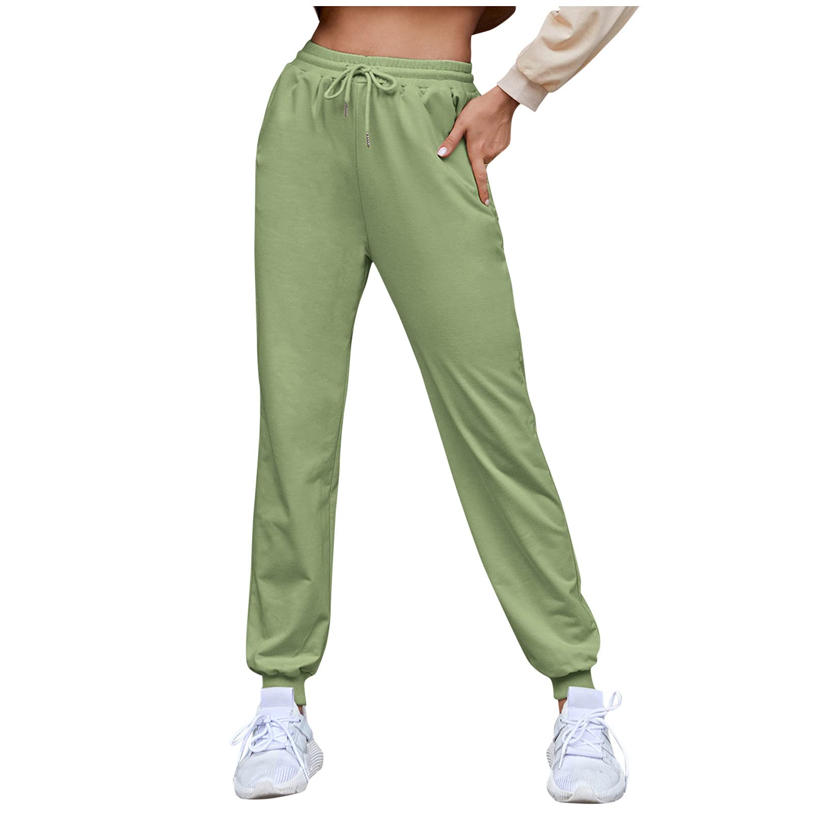 Lightweight Skinny Stretch Sweatpants for Women - Soft Premium Linen Cargo Pants with Pockets | Perfect for Yoga, Lounge & Casual Wear
