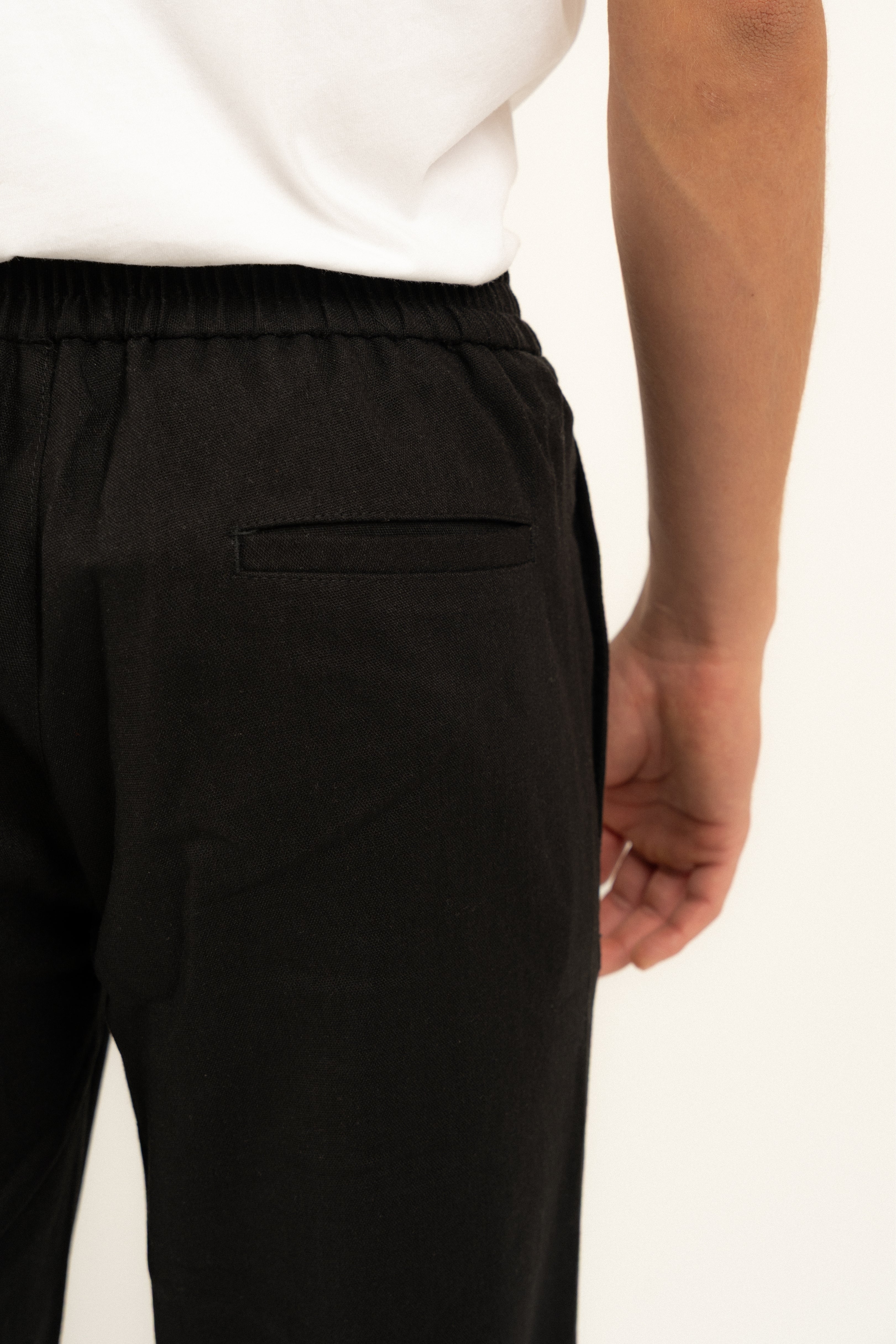 Milos Black Linen Trousers for Women - Comfortable Summer Pants with Elastic Waist - Perfect for Casual Wear, Office & Travel