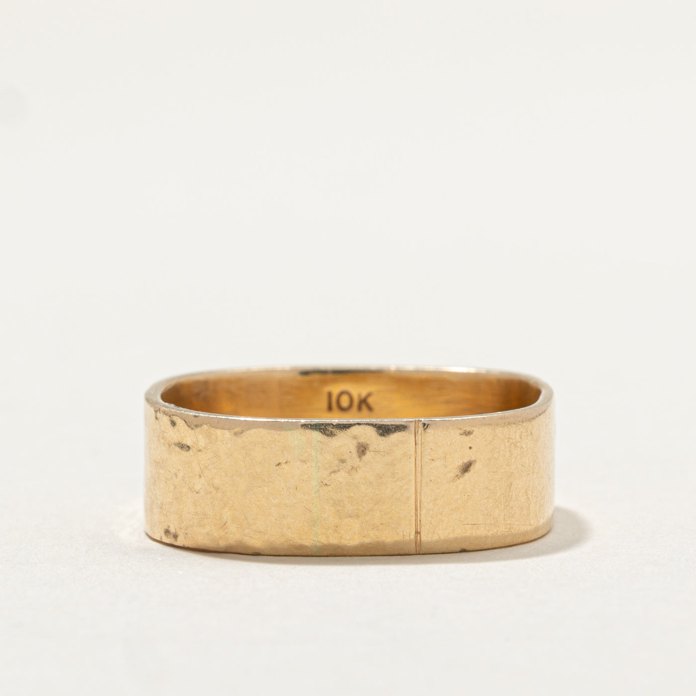 10K Yellow Gold Hammered Soft Square Band Ring - 6.8mm Wide - Size 10 - Perfect for Weddings, Anniversaries & Everyday Elegance