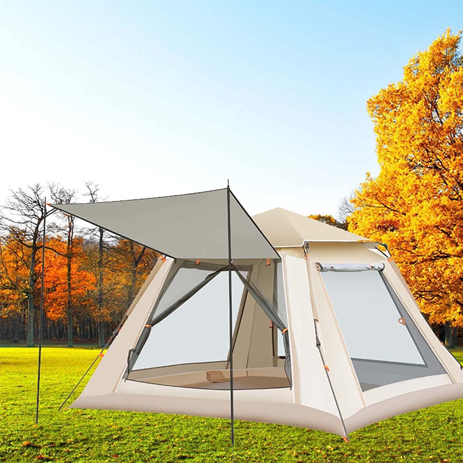 Pop Up Backpacking Tent - 7 Person Instant Setup Family Camping Tent with 2 Doors, 2 Windows & Rainfly | Waterproof Lightweight Hiking Tent for Beach, Travel & Outdoor Adventures | Includes Carry Bag & 2 Vestibules
