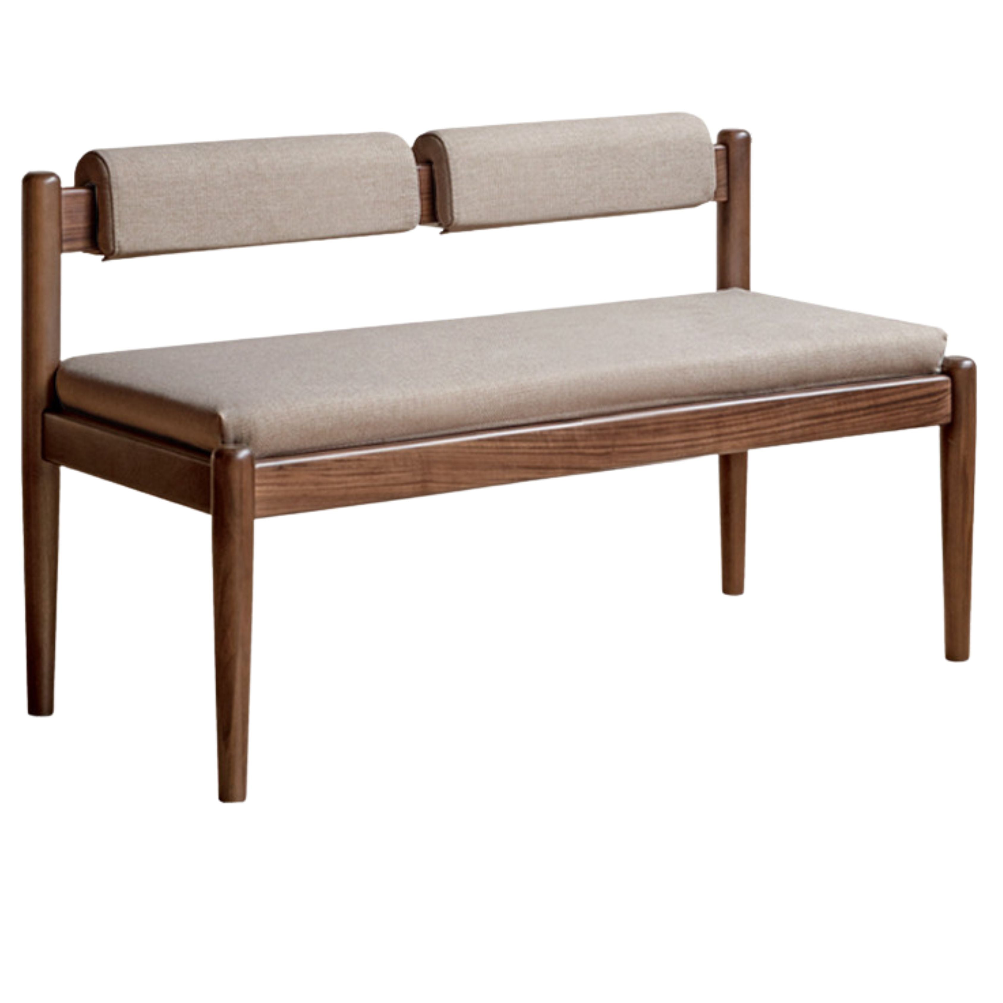 49.2x18.5x25.6 inch /125x47.5x65сm / Rich Dark Walnut color/  Black walnut long bench fabric smoke chestnut brown