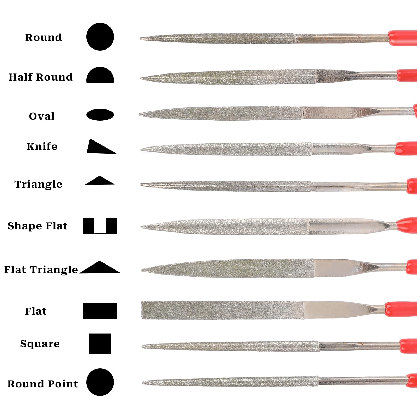 10Pcs Diamond Needle File Set - Mini Metal Model Files for Jewelry Making, Stone Carving & Precision Metalwork (2x100mm) | Ideal for DIY Crafts, Watch Repair & Small Detail Work