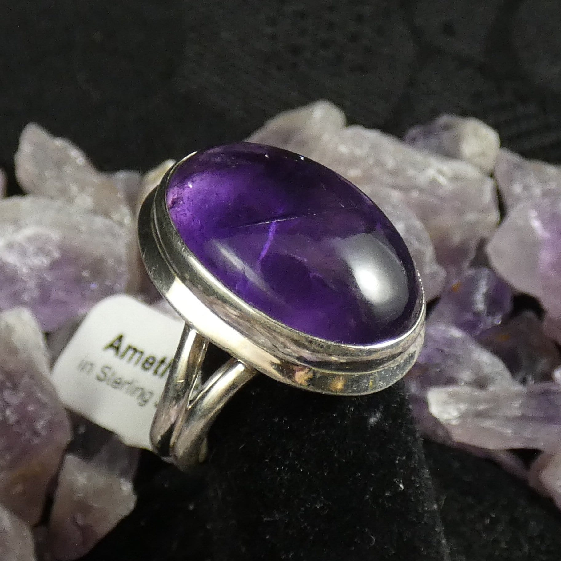 Natural Amethyst Sterling Silver Ring Size 6.75 - Elegant Purple Gemstone Jewelry for Women, Perfect Gift for Birthday, Anniversary & Valentine's Day