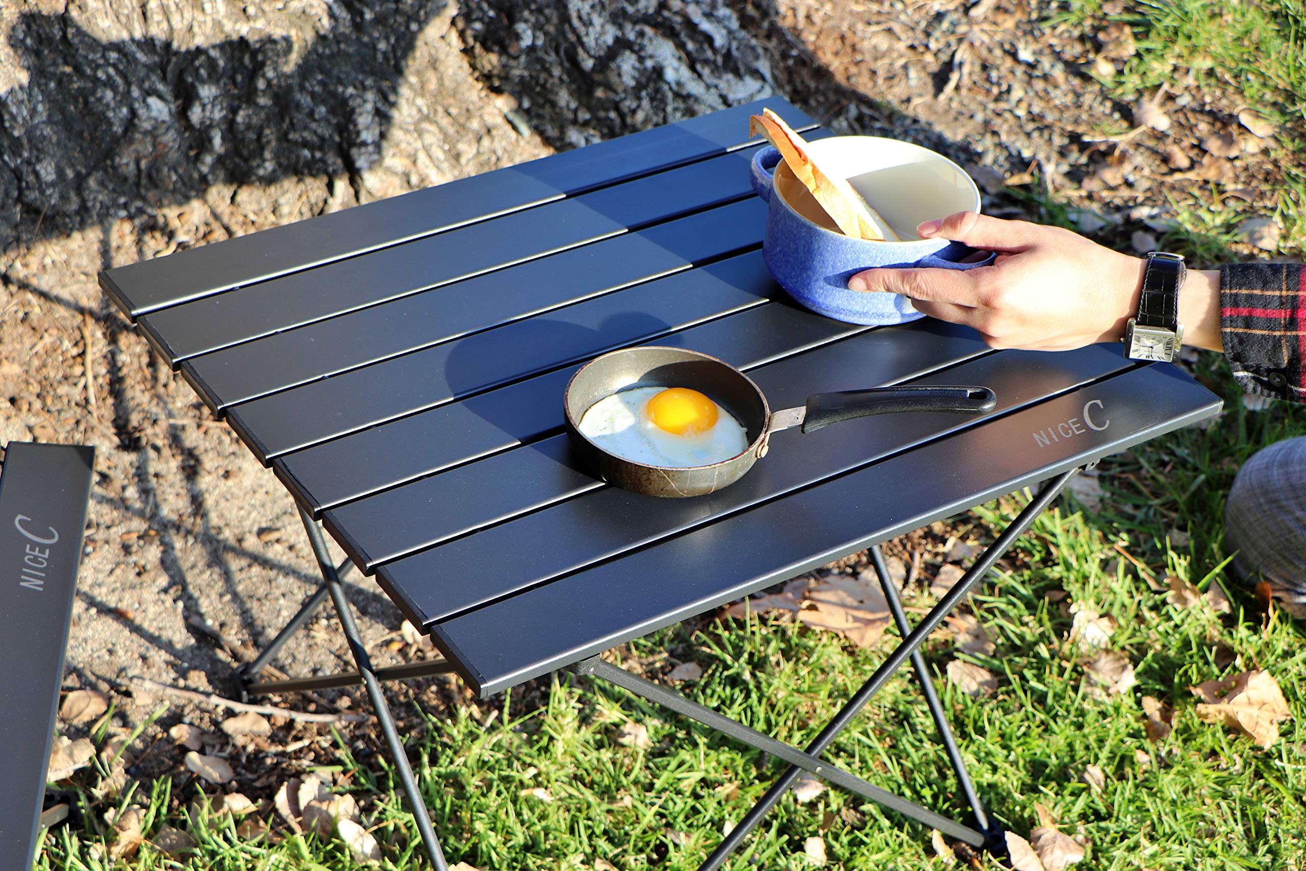 Ultralight Aluminum Folding Camping Table - Portable Roll Up Collapsible Picnic Table with Carry Bag for Outdoor, Beach, Cooking, Festival, Office & Indoor Use | Compact Design for Easy Storage & Travel