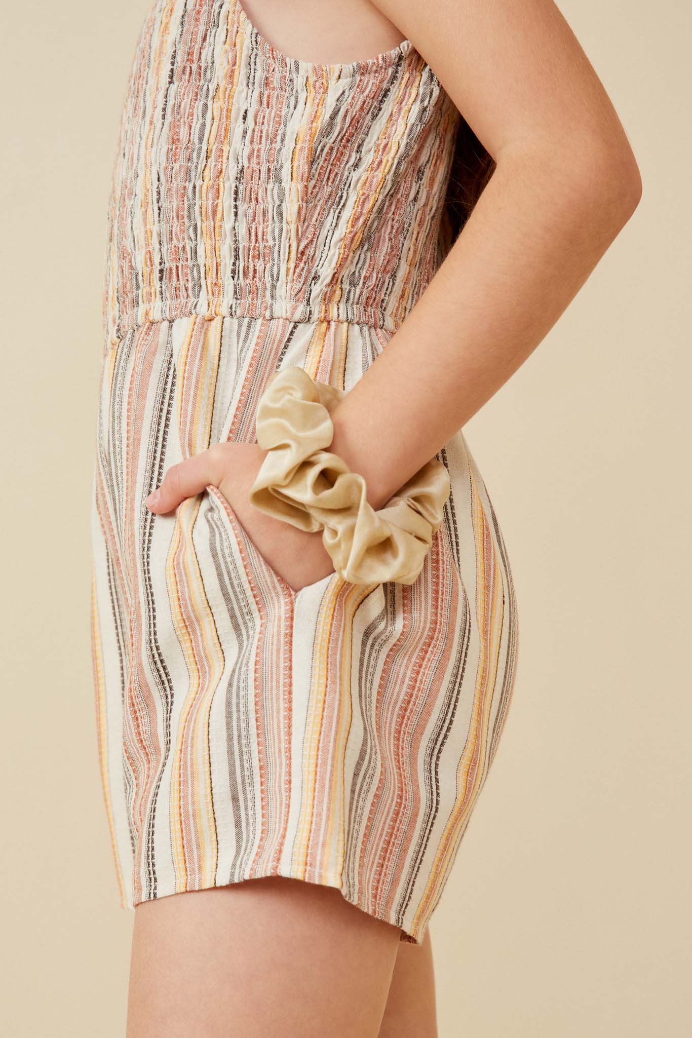 Textured Stripe Ruffle Strap Smocked Romper for Baby Girls | Soft Cotton Summer Outfit | Perfect for Playdates, Beach Trips & Photo Shoots