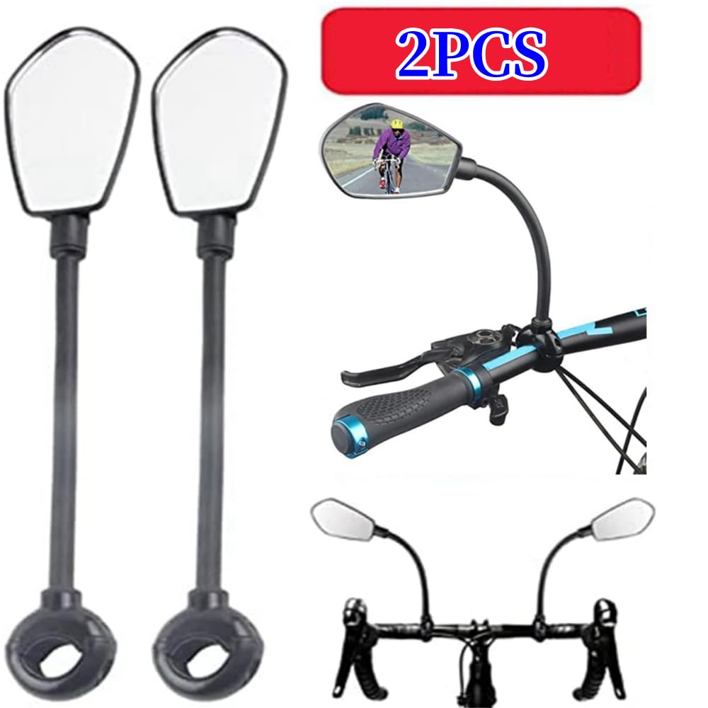 2PCS Adjustable Bicycle Handlebar Rearview Mirror - Universal for Road Bike, Motorcycle & Scooter - Enhance Safety for Commuting, Cycling & Outdoor Adventures