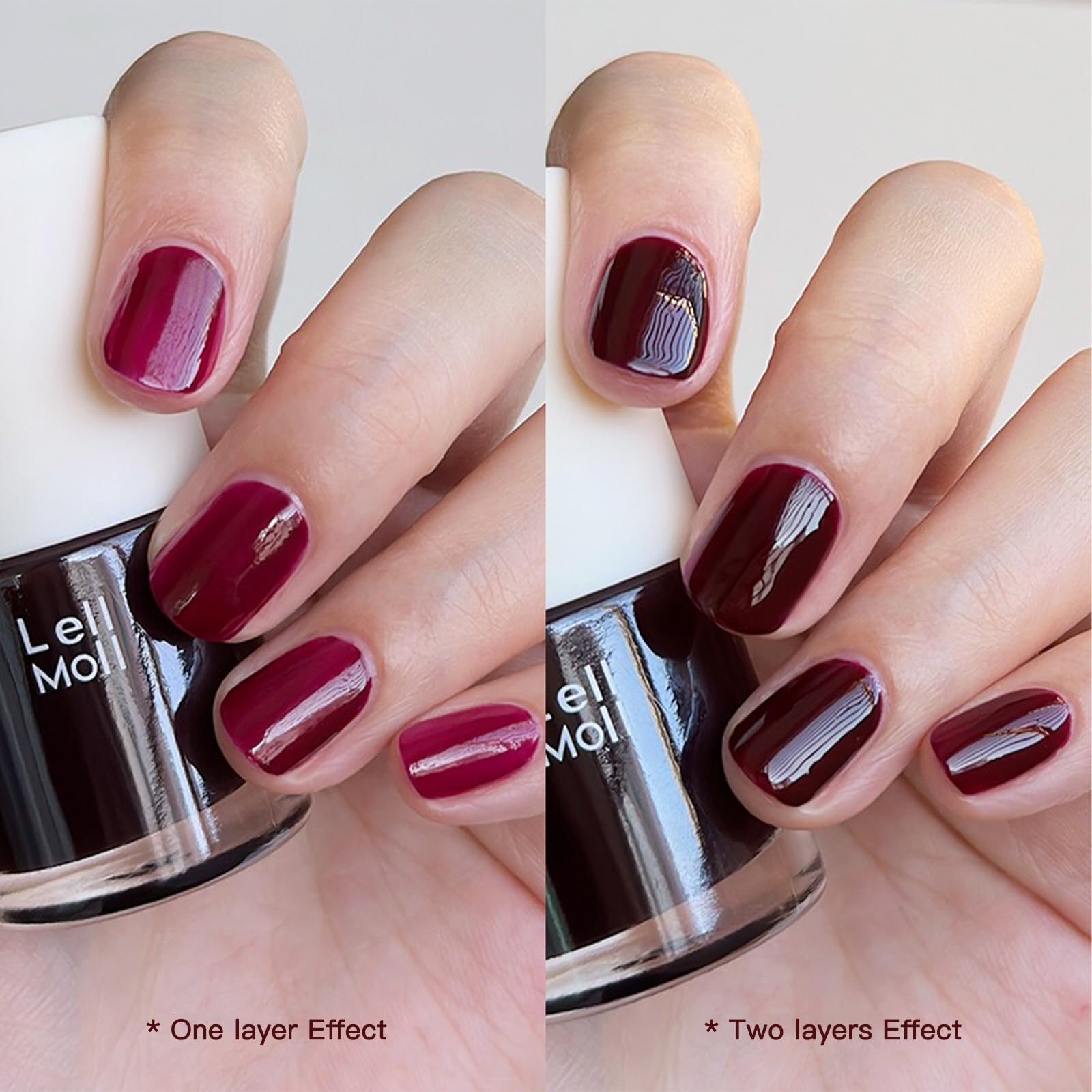 COSMOO Cherry Red Quick Dry Nail Polish - Long Lasting Wine Red Nail Lacquer for Nail Art | Fast Air Dry Formula for Salon Quality Manicures at Home | Perfect for Parties, Weddings & Everyday Wear