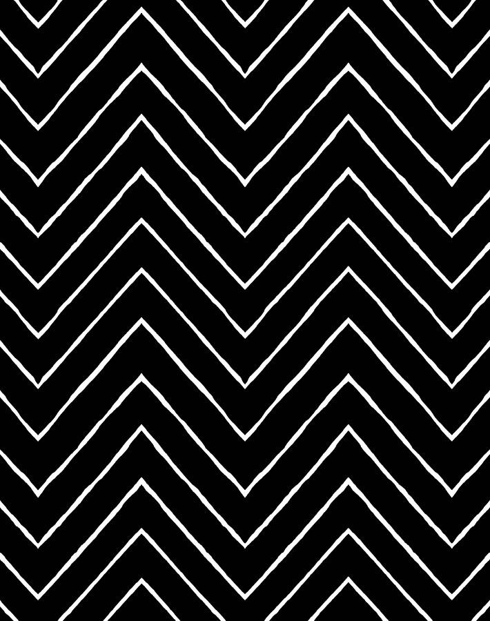 Frances Chevron Wallpaper by Wallshoppe - Modern Onyx Geometric Peel & Stick Wallpaper for Bedroom, Living Room, Kitchen Decor