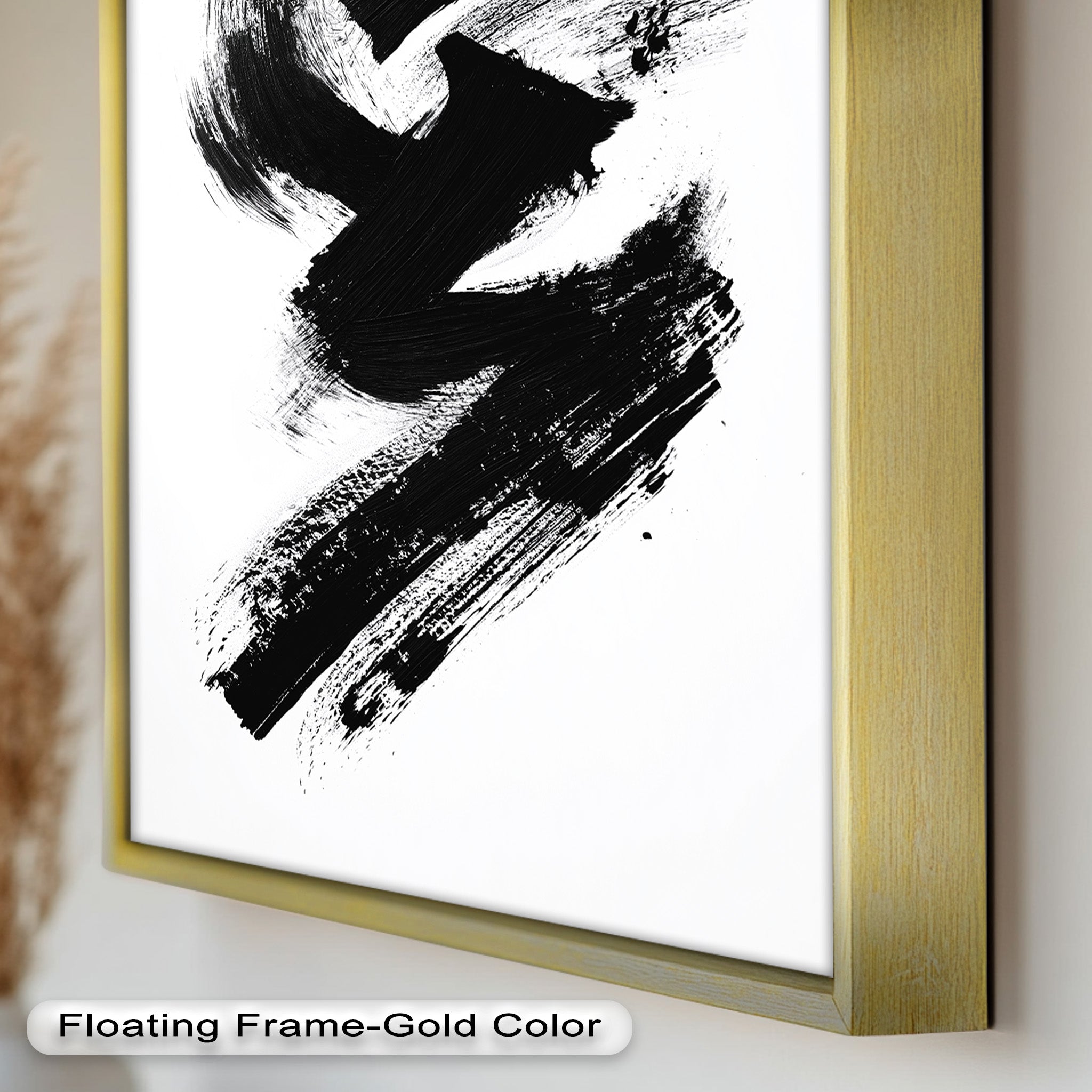 Black Brushstroke Abstract Oil Painting - Modern Wall Art for Living Room, Bedroom & Office Decor