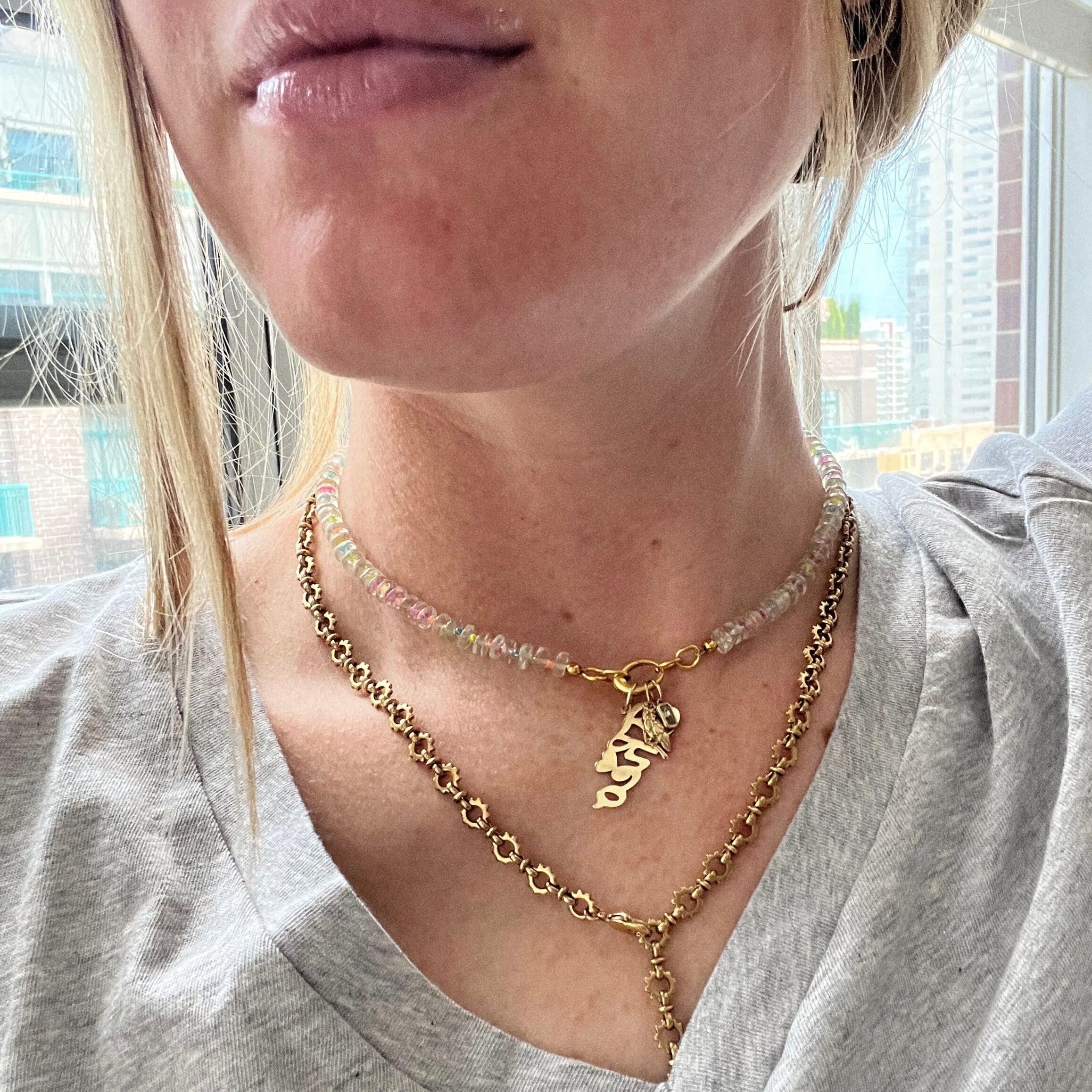 Beaded Gemstone Charm Holder Necklace - Adjustable Bohemian Jewelry for Women | Perfect for Layering, Gift Giving & Everyday Wear
