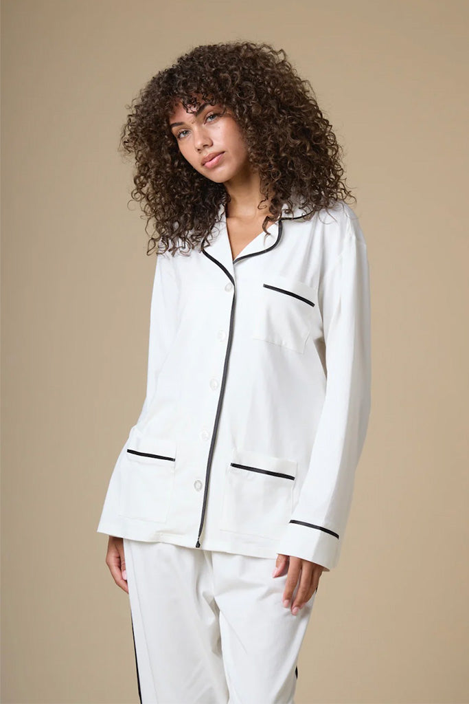 Premium KIP Sleepwear - Luxe Stretch Cotton Pajama Set for Women (White) - Soft & Comfortable Nightwear for Relaxation & Lounging at Home