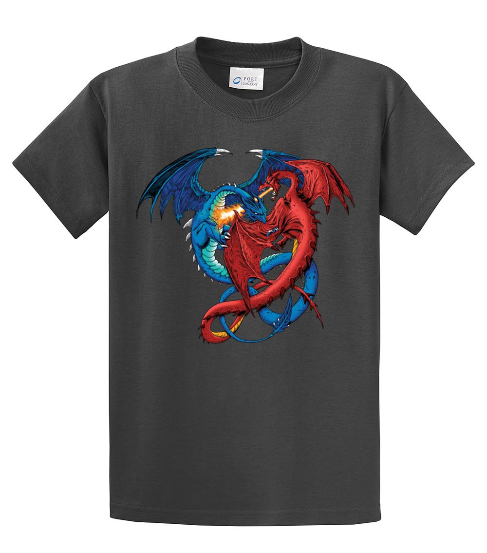 Dragon Red and Blue Dragons Fighting Fantasy Mythical Mother Draco Fire Breathing Serpent for Collectors, D&D Gaming, and Home Decor