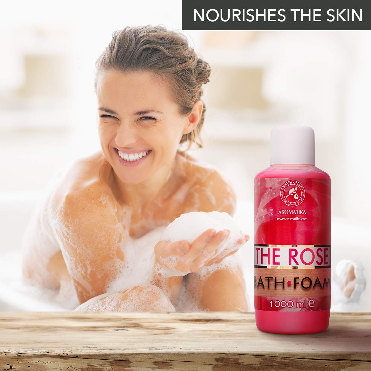 1000ml Rose Essential Oil Bath Foam for Relaxation & Beauty | Aromatherapy Bubble Bath for Spa, Good Sleep & Wellness | Perfect for Home Spa Nights & Stress Relief