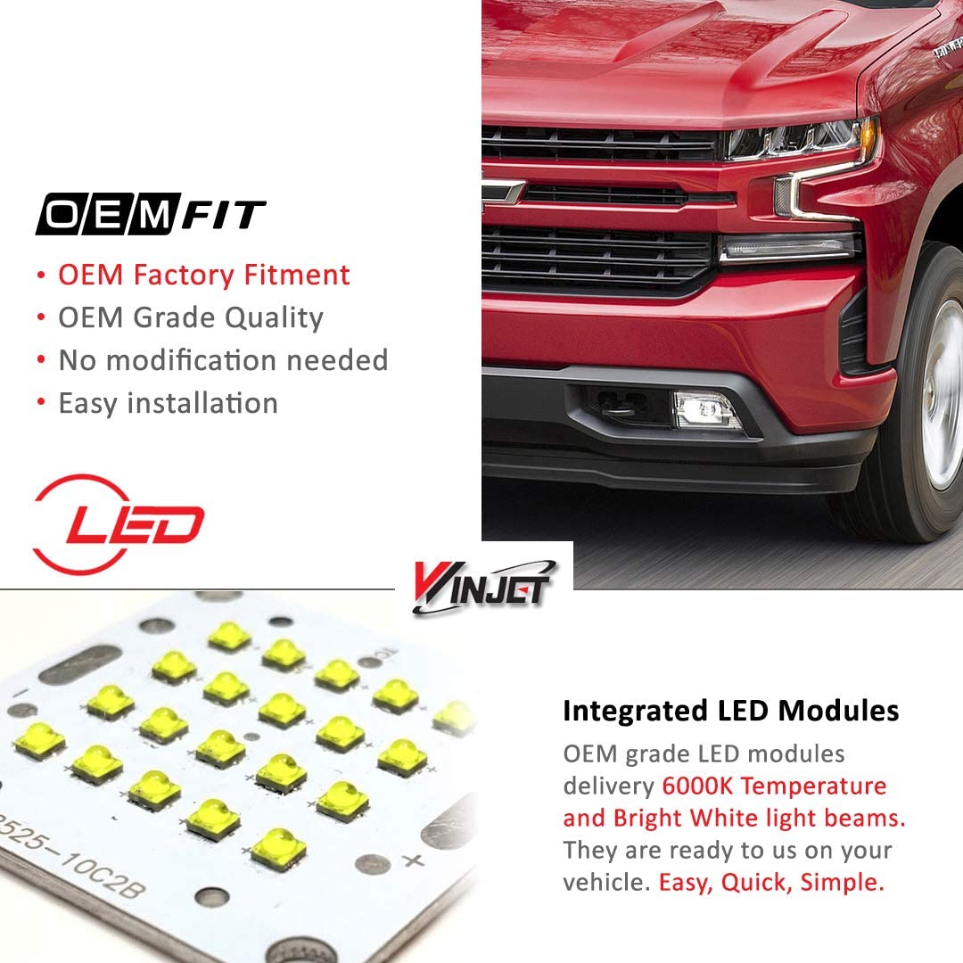 Winjet LED Fog Lights Kit for 2019-2021 Chevrolet Silverado 1500/2500/3500 - Includes Switch & Wiring Harness | Durable Off-Road Driving Lights for Night Visibility & Foggy Conditions
