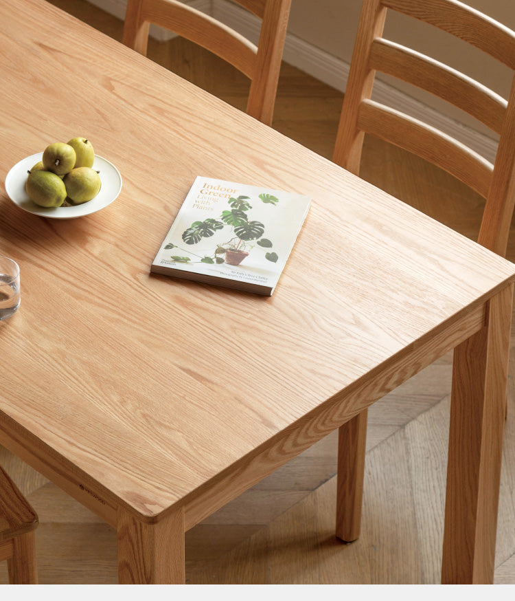Premium Oak Solid Wood Nordic Dining Table - Modern Scandinavian Style for Kitchen, Dining Room & Small Spaces