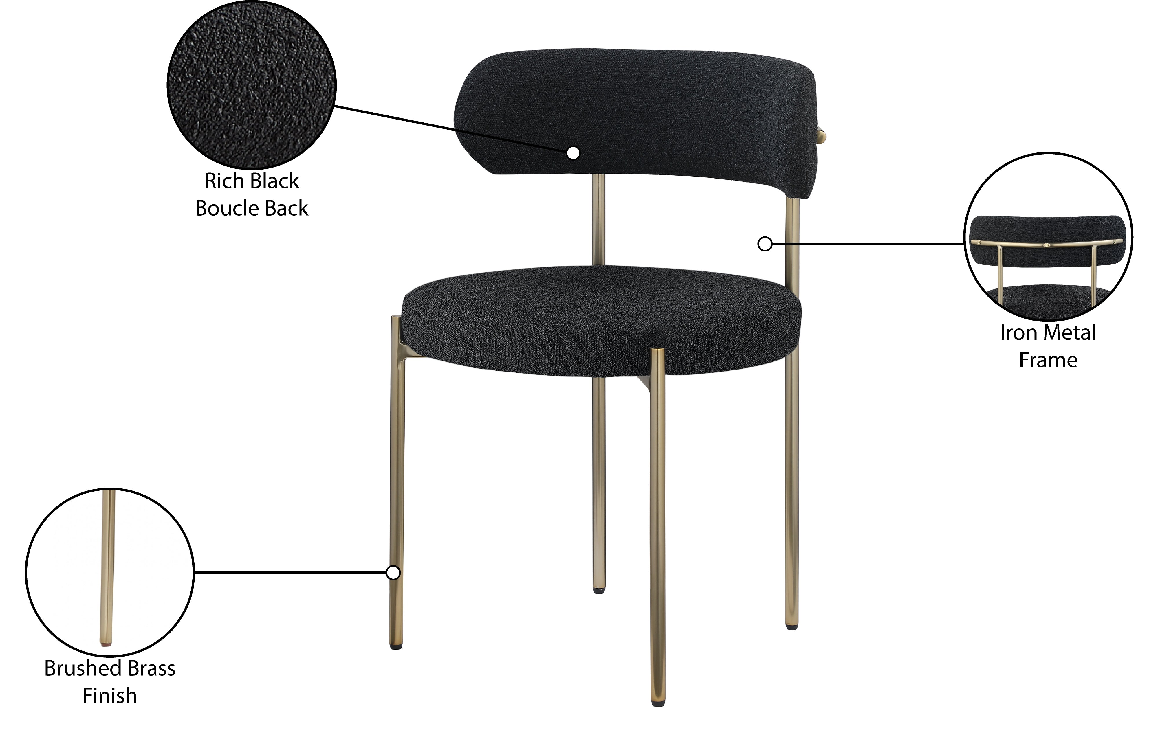 Luxury Boucle Fabric Dining Chair - Modern Upholstered Accent Chair for Kitchen, Dining Room & Office - Soft & Comfortable Mid Century Design - Perfect for Home Decor & Entertaining
