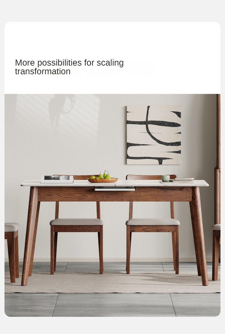 Solid Oak Wood Extendable Dining Table - Expandable Farmhouse Table for Kitchen, Dining Room & Small Spaces | Rustic Home Decor & Space-Saving Solution