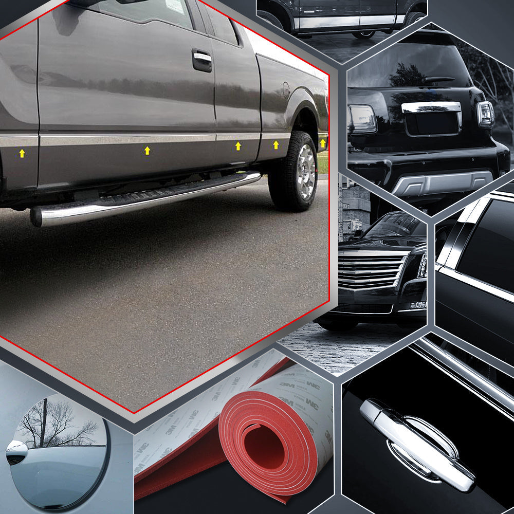 10pcs Stainless Steel Body Molding Insert Trim Kit for 2004-2014 Ford F-150 - Upgrade Your Truck's Exterior Style & Protection for Daily Driving and Off-Road Adventures