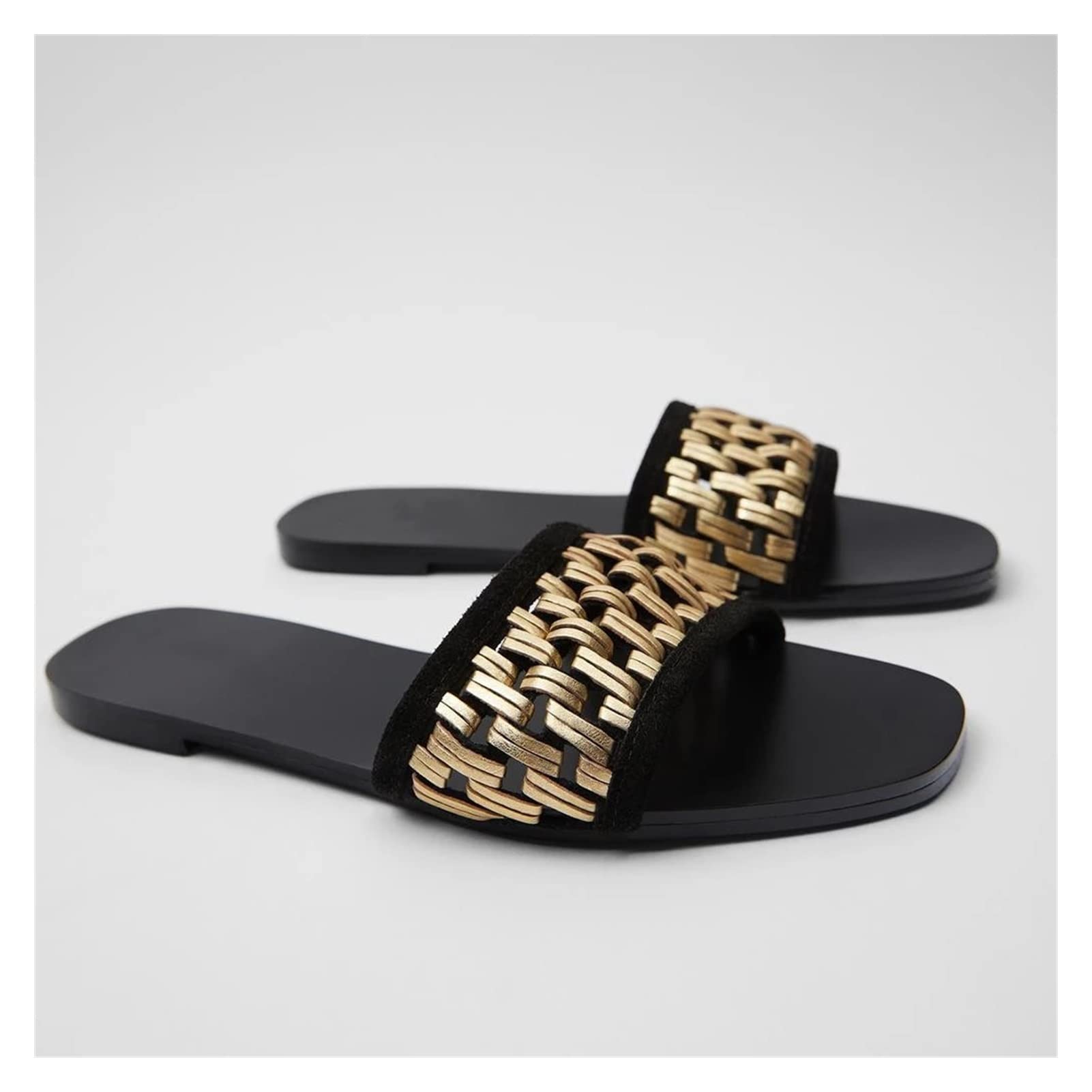 Women's Woven Flat Heel Slippers - Comfortable Beach Sandals, Casual Flip Flops & Slides for Outdoor Wear (Color: Brown, Size 38) - Perfect for Beach, Poolside, and Summer Vacation