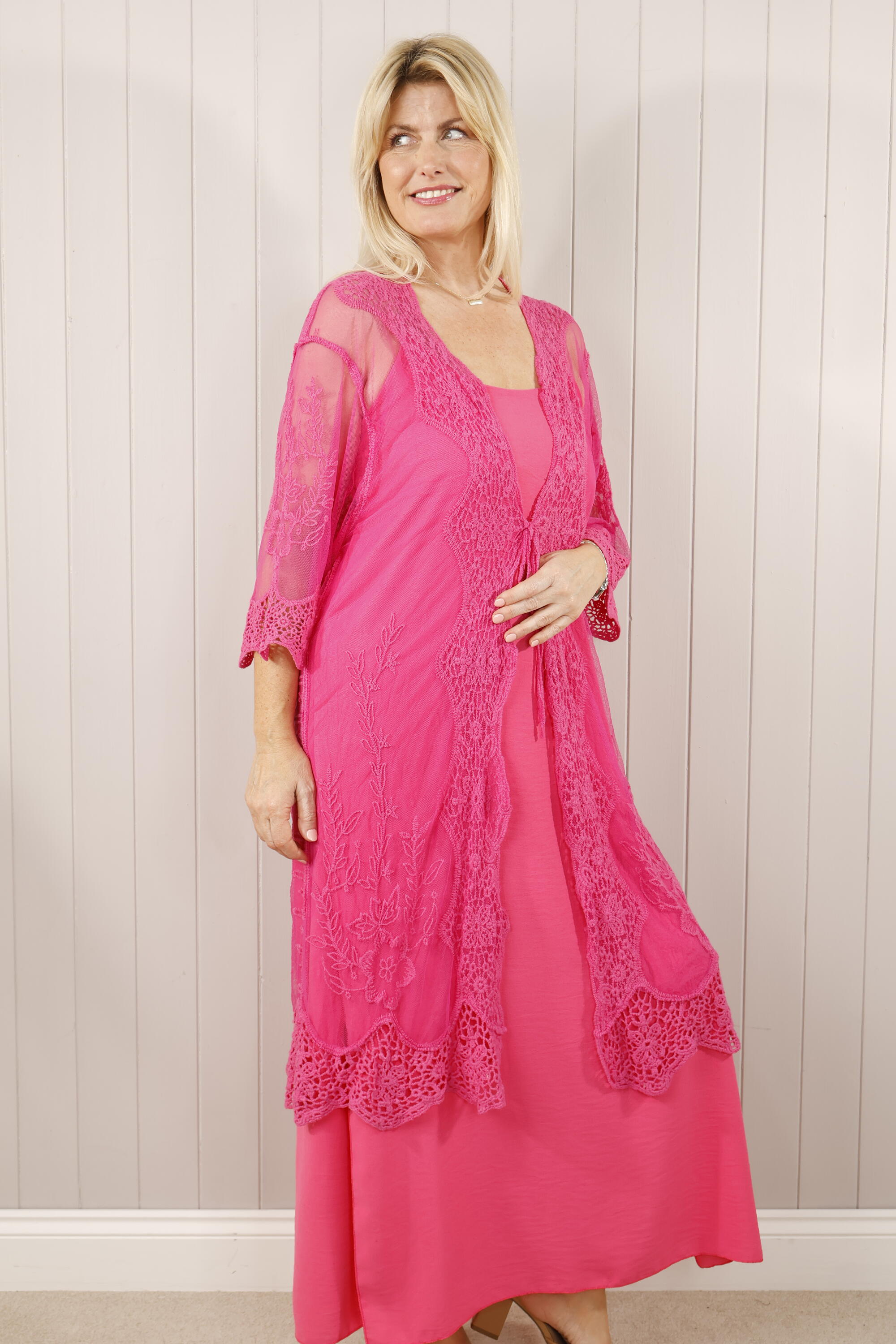 Peacock Sheer Cardigan for Women - Lightweight Bubblegum Pink Open Front Cover Up - Perfect for Spring, Summer, Beach & Evening Wear