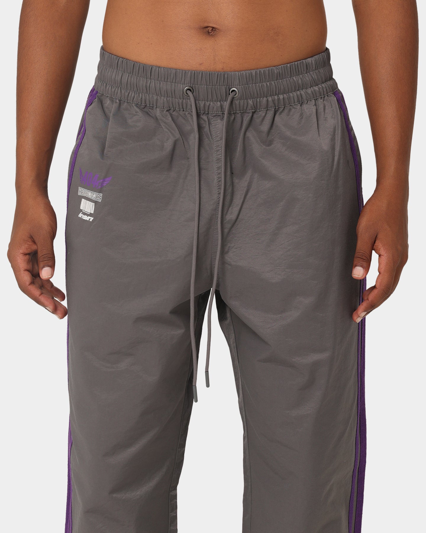 404 Racer Trackpant Charcoal/Purple - Men's Athletic Joggers for Running, Gym & Casual Wear - High Performance Workout Pants with Comfort Fit