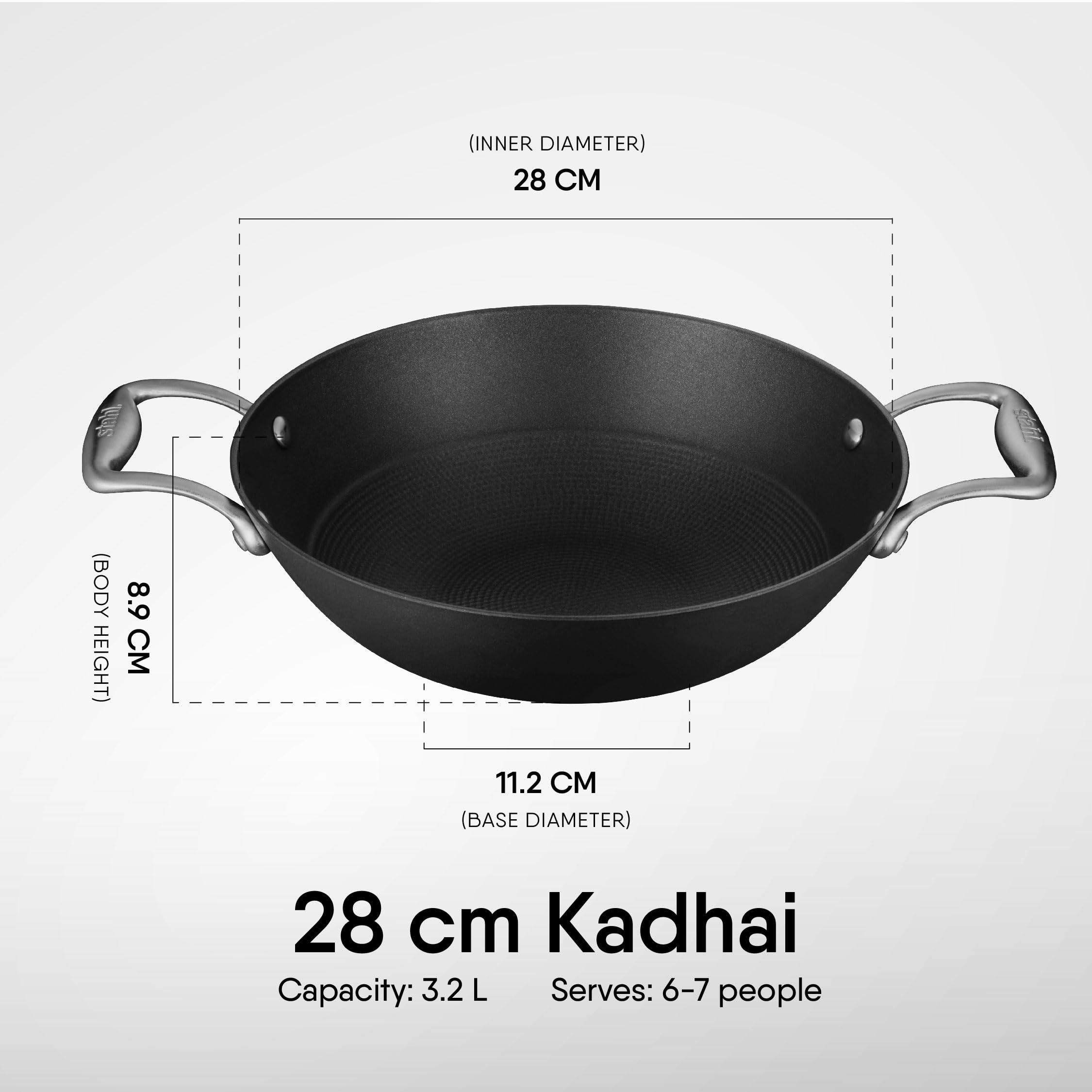 Premium Stahl Blacksmith Hybrid Enameled Cast Iron Kadhai – 3L (28cm) Rust-Proof Cooking Pot for Indian Cuisine | Lightweight & Durable | Induction & Gas Stove Compatible | Perfect for Curries, Stir-Fries & Deep Frying