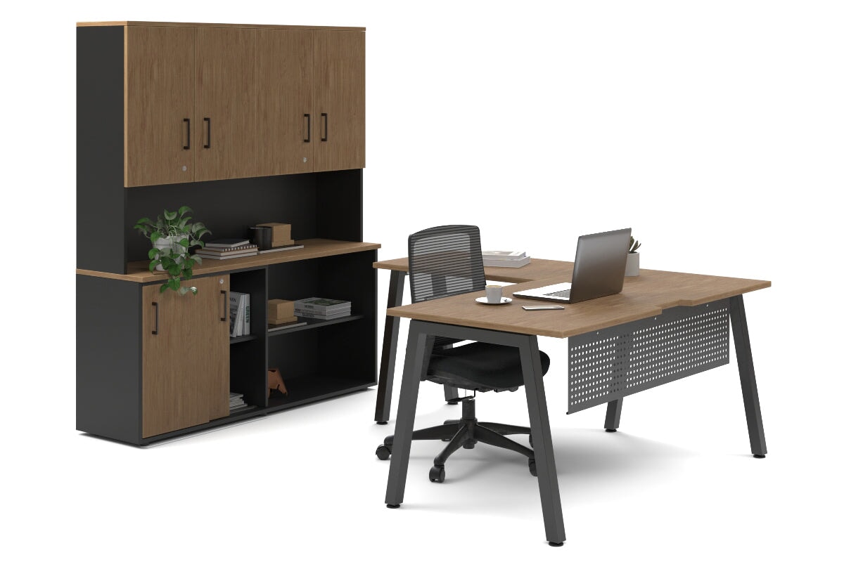 Quadro A Legs L-Shaped Executive Desk with Black Legs [1600L x 1700W] - Perfect for Home Office, Workspace & Modern Office Setup