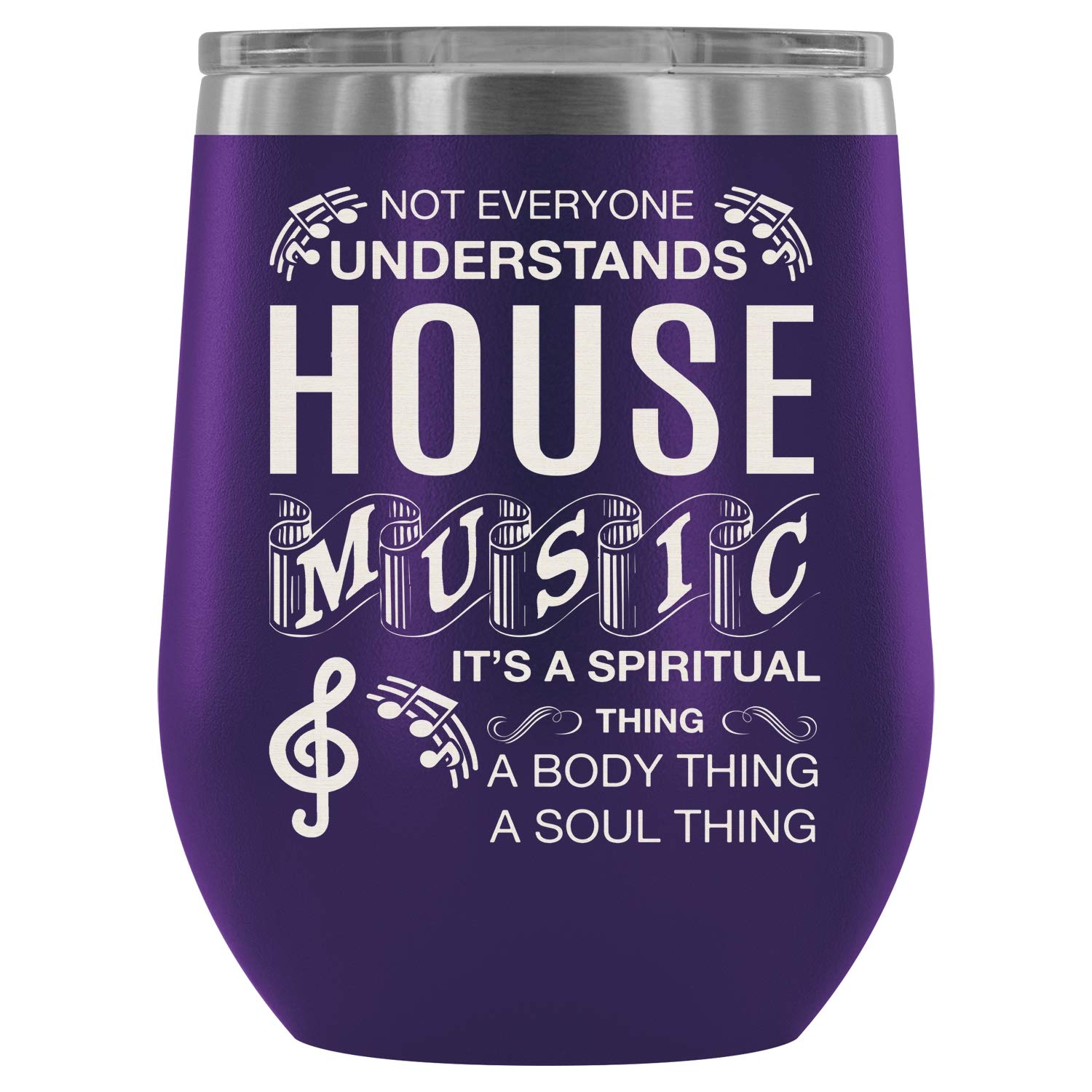 Stainless Steel Stemless Wine Tumbler 12oz - Insulated Purple Wine Glass for House Music Lovers | Perfect for Parties, Concerts & Home Entertaining