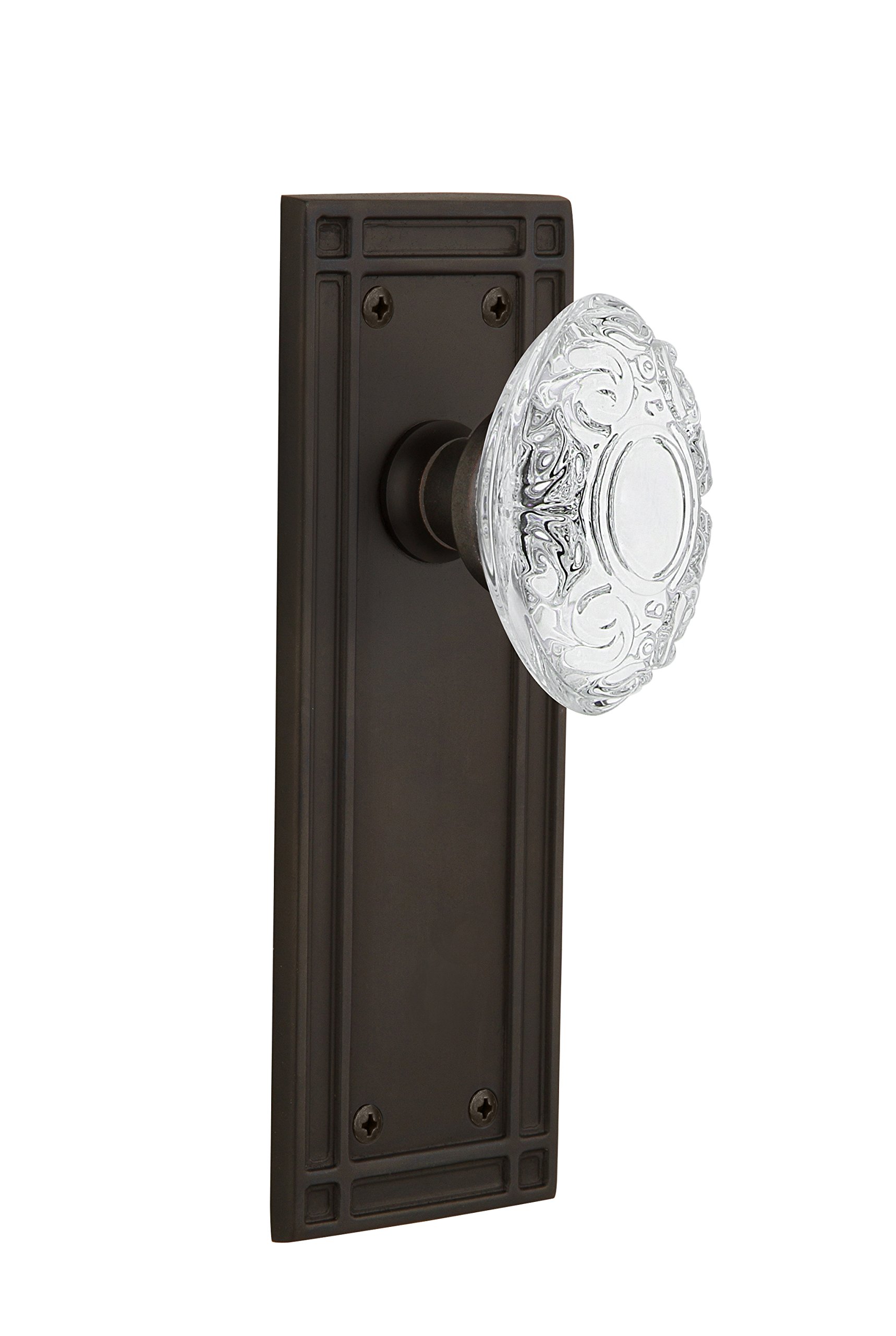 Vintage Crystal Victorian Knob - Nostalgic Warehouse 753866 Mission Plate in Oil-Rubbed Bronze - Perfect for Cabinet Doors, Drawers & Home Décor Restoration Projects