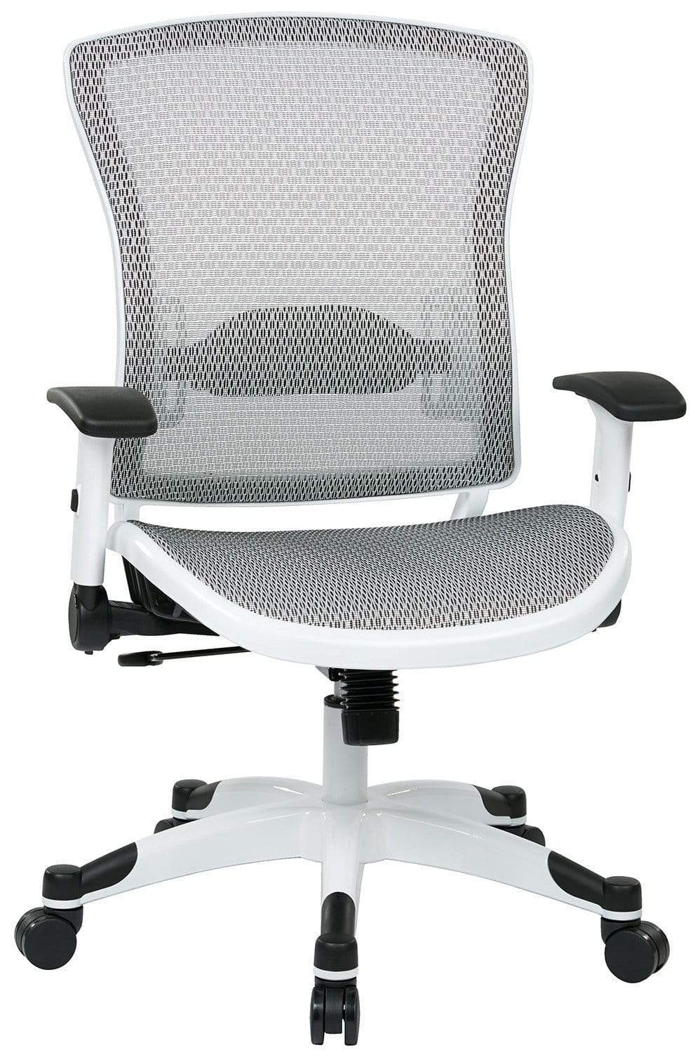 Space Seating® White Frame Mesh Office Chair with Flip-Up Arms - Ergonomic Adjustable Computer Desk Chair for Home & Office Workspaces [317W W11C1F2W] - Perfect for Long Hours of Work, Gaming, or Studying